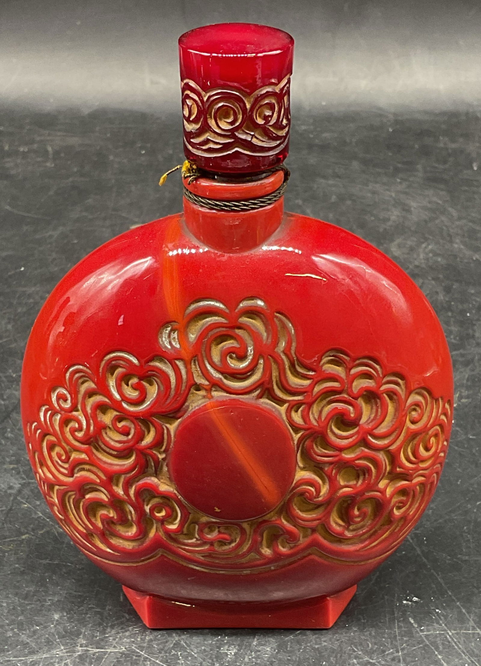 Art Deco Style Cinnabar Glass Perfume Bottle (1 of 7)