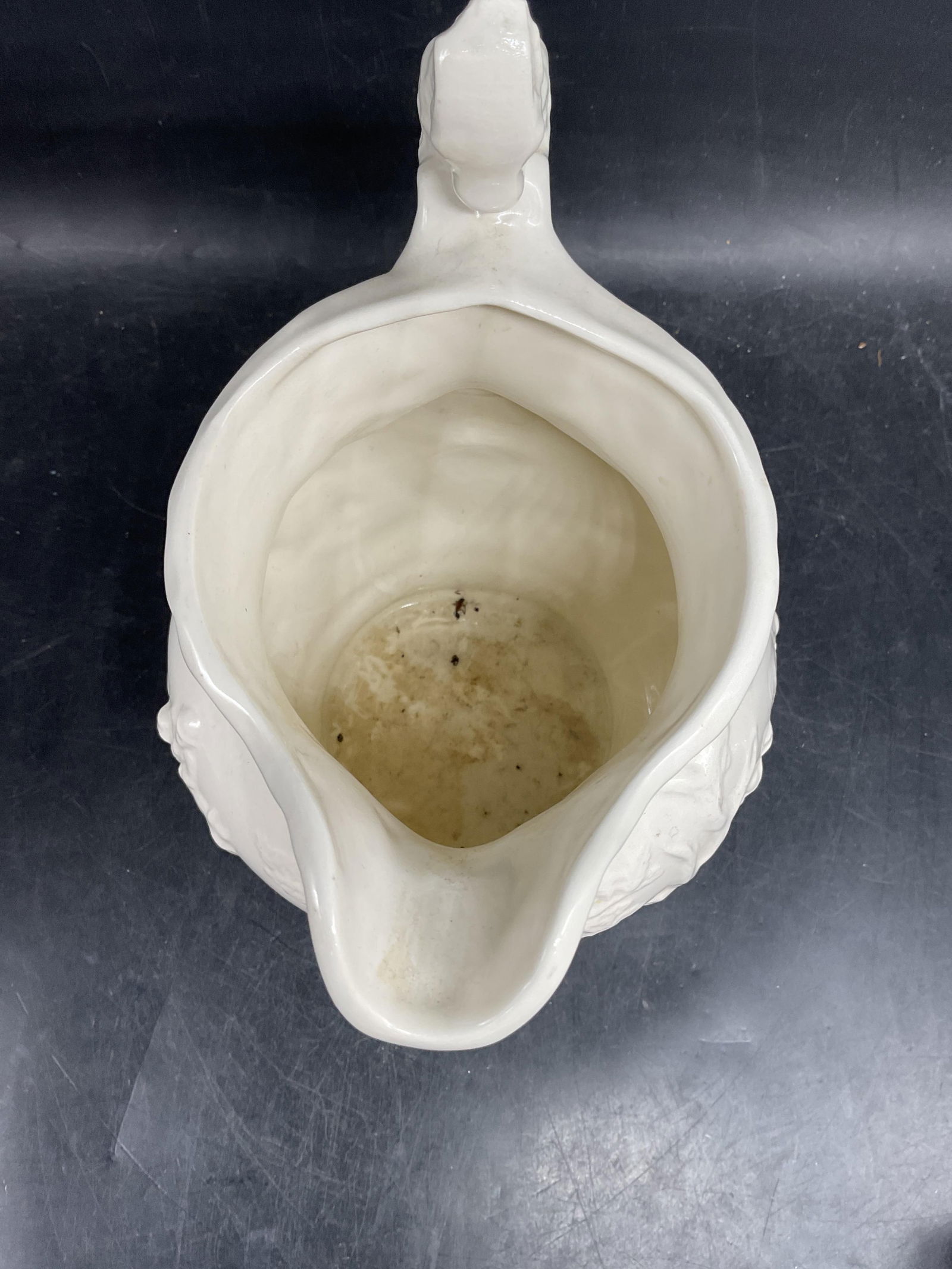 Signed White Ceramic Hunt Scene Pitcher - 5