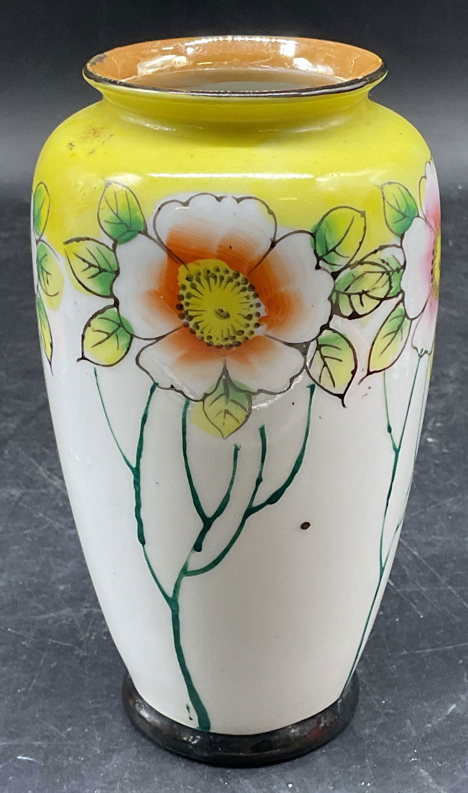 Signed Hand Painted Porcelain Floral Vase (1 of 6)