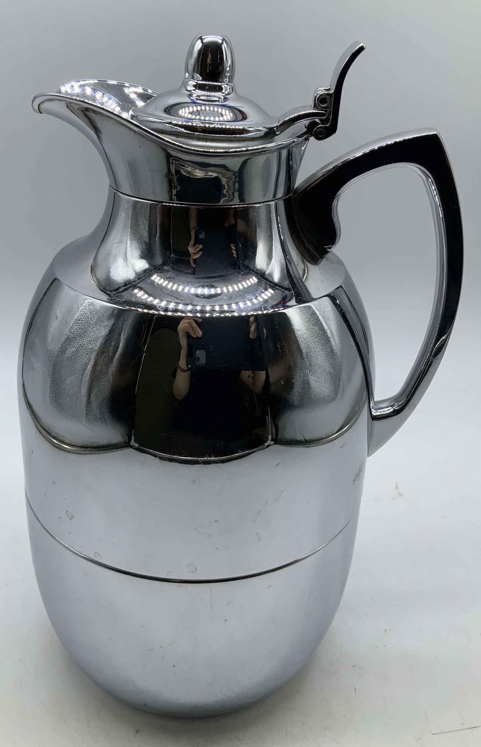 Vtg Alfi Chrome Plated Insulated Carafe GERMANY: Vintage Alfi insulated carafe features a distinctive spout & handle. Chrome plated. Signed & marked on underside. Reads, MADE IN ALFI. GERMANY. Surface wear consistent to age, use & exposure. Measurem