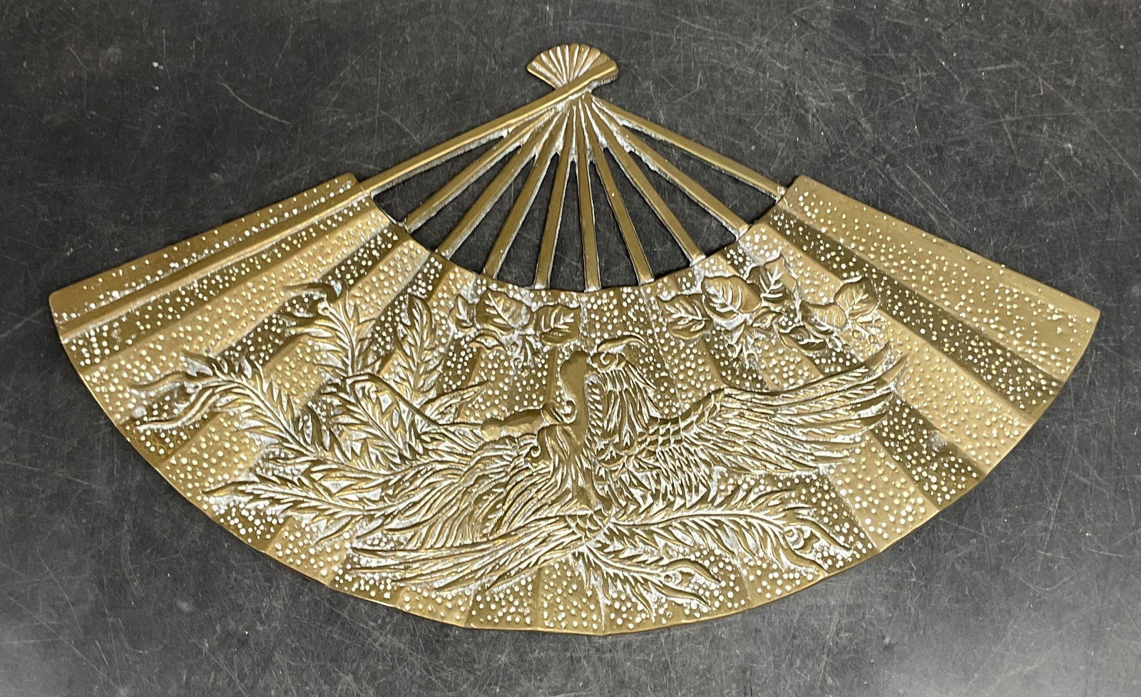 Vintage Asian Brass Phoenix Fan Wall Hanging (1 of 6)
