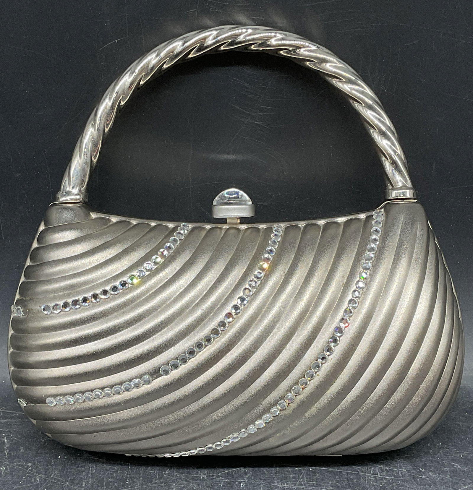 Bloomingdales Silver Tone Crystal Evening Bag NWT (1 of 6)