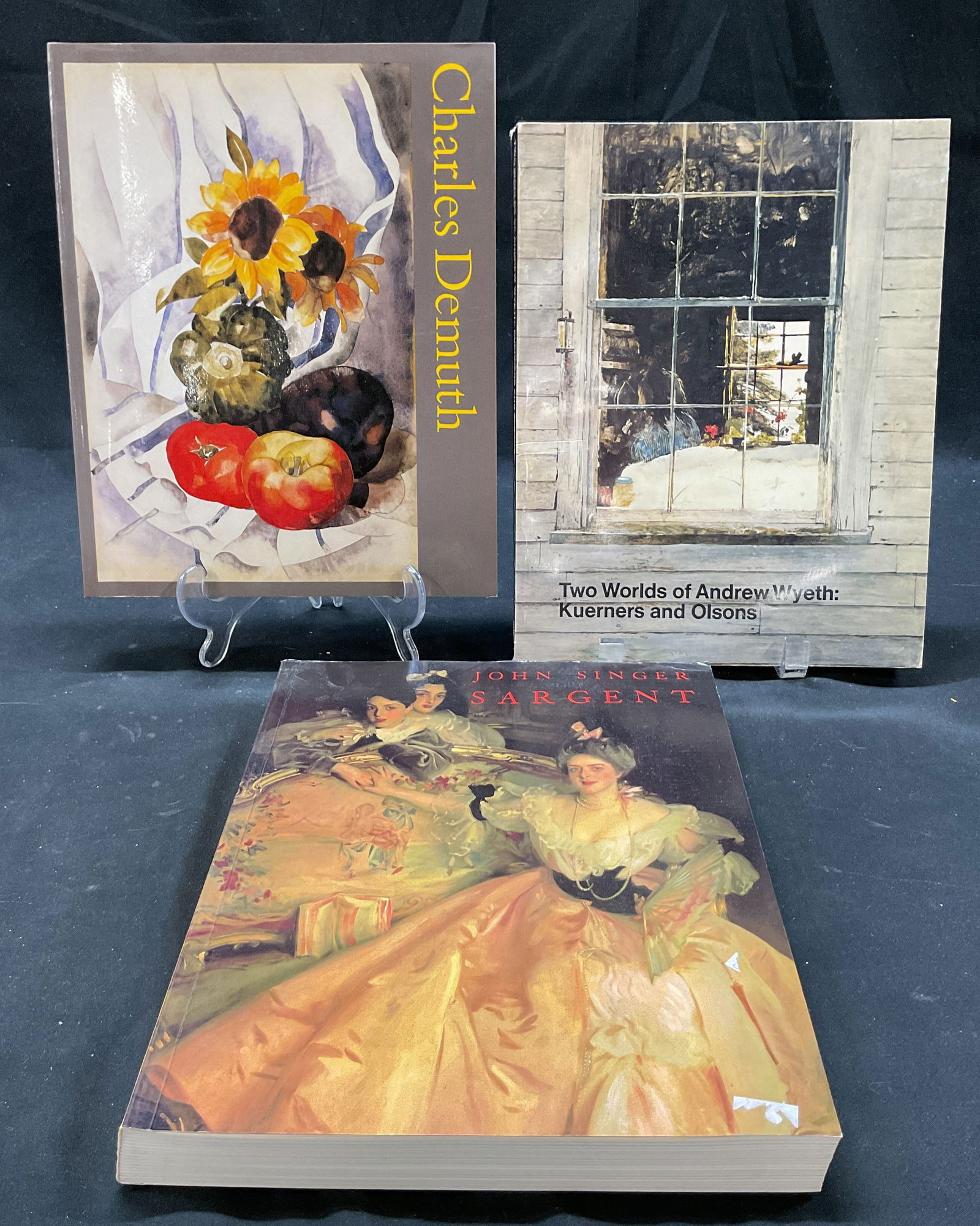 Lot 3 Demuth, Wyeth, Sargent Art Bks 1970s-80s: Lot of 3 books. Charles Demuth, Barbara Haskell published by Whitney Museum of American Art in association with Harry N. Abrams, Inc., Publishers, 1987. Two Worlds of Andrew Wyeth Kuerners and Olsons