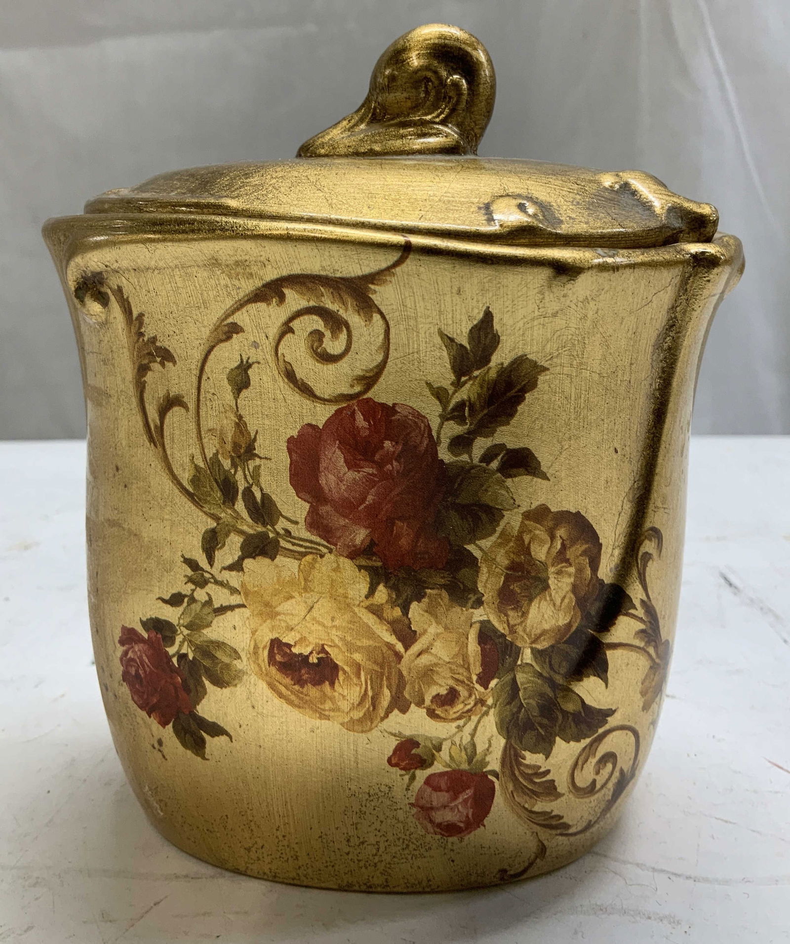 Croscill Home Gilt Lidded Jar W Floral Motifs (1 of 6)