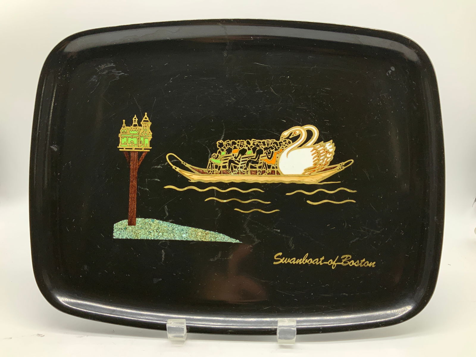 Vtg Couroc Swanboat Boston Serving Tray CALIFORNIA (1 of 6)
