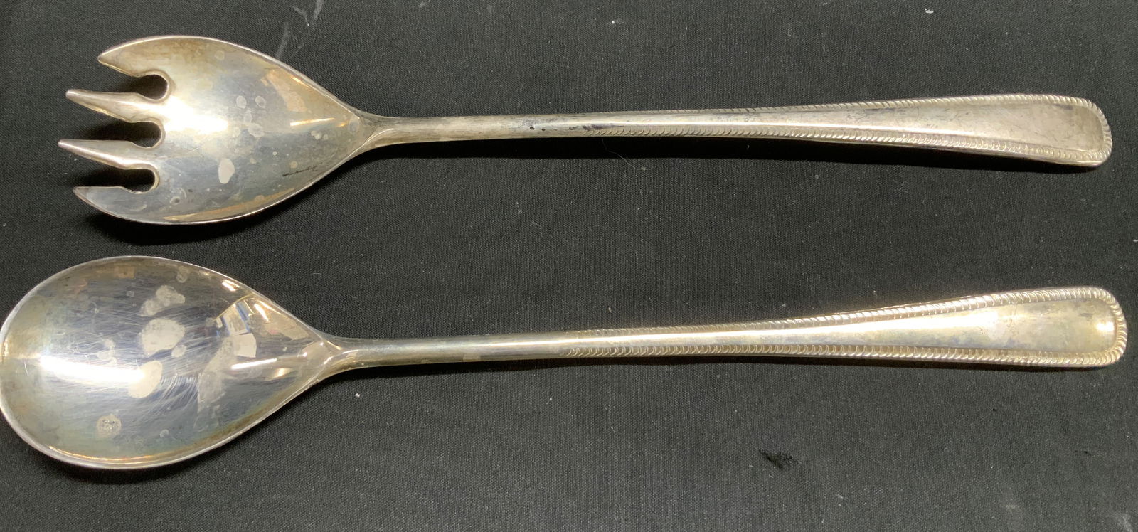 Vtg Silver Plated Salad Serving Fork & Spoon ITALY (1 of 6)