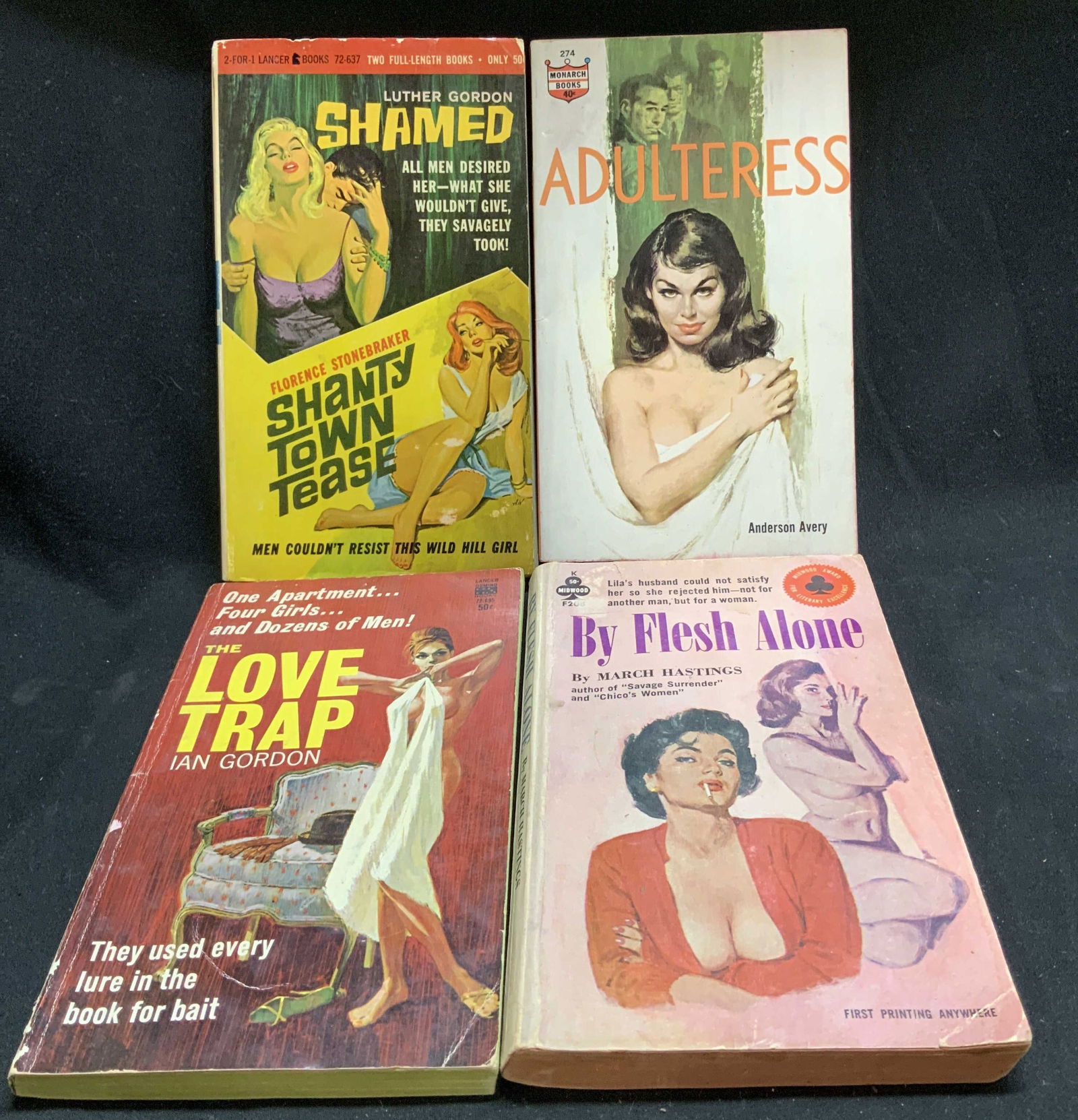 Lot 4 Pulp Fiction Erotica Books 1960s GORDON (1 of 9)