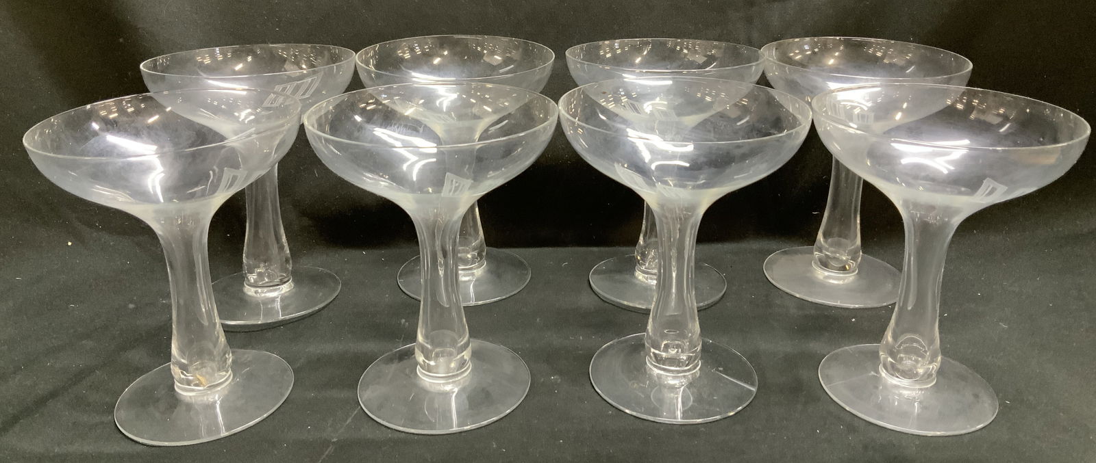 Lot 8 Vtg Etched Champagne Glasses (1 of 6)