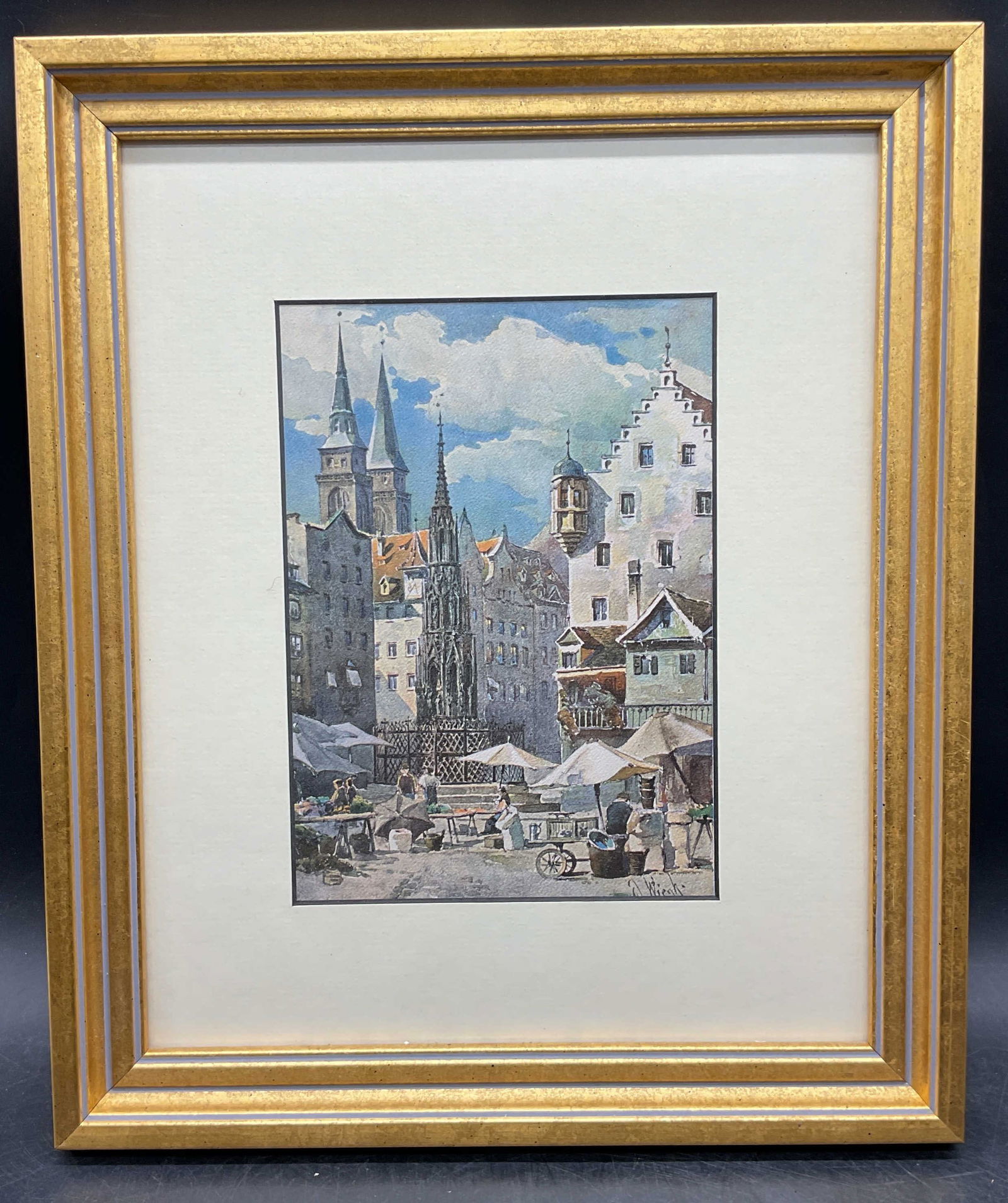 Framed Schoner Brunnen Lithograph (1 of 6)
