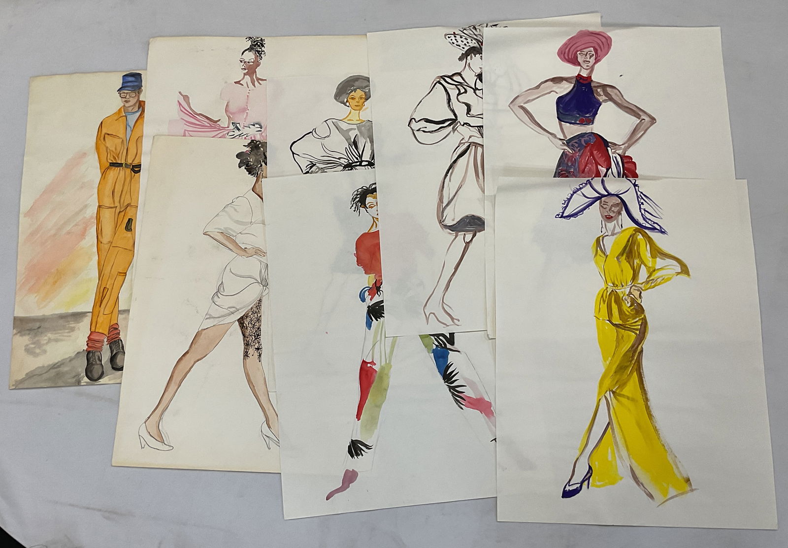 Lot 8 De Stefano Fashion Watercolor Paintings 2ft (1 of 9)