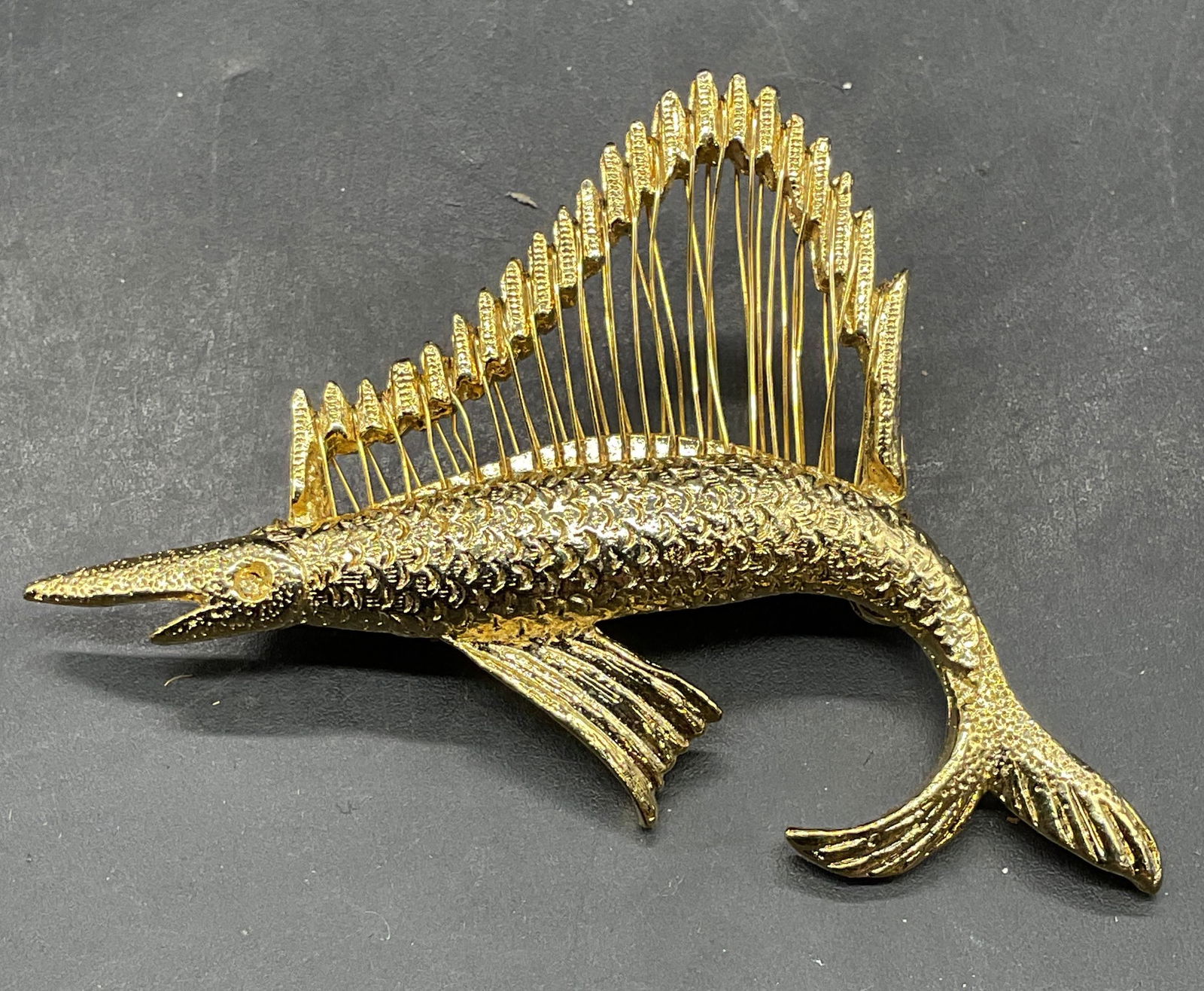 Gold Tone Swordfish Brooch (1 of 6)