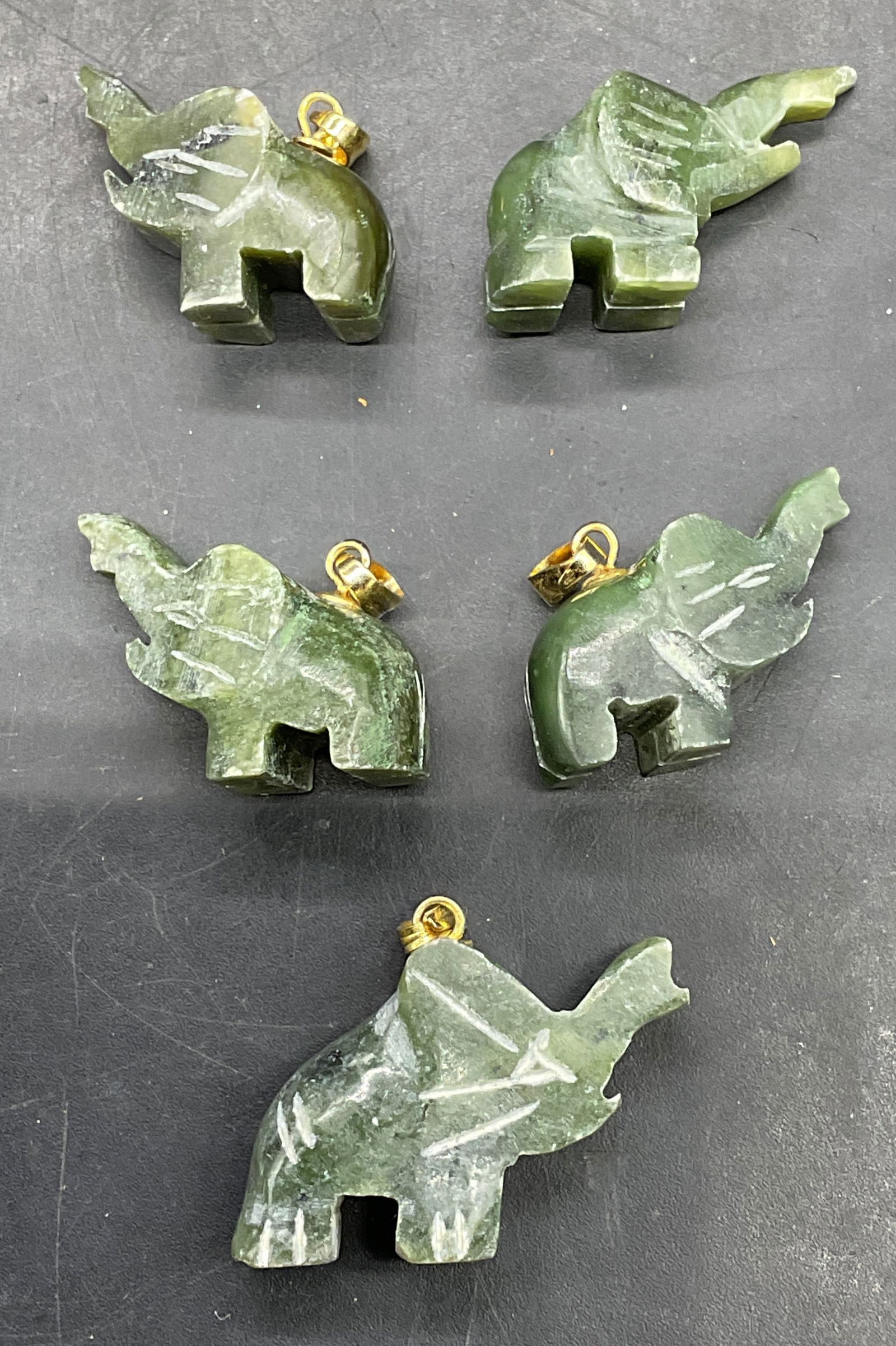 Lot 5 Carved Jade Elephant Pendants (1 of 6)