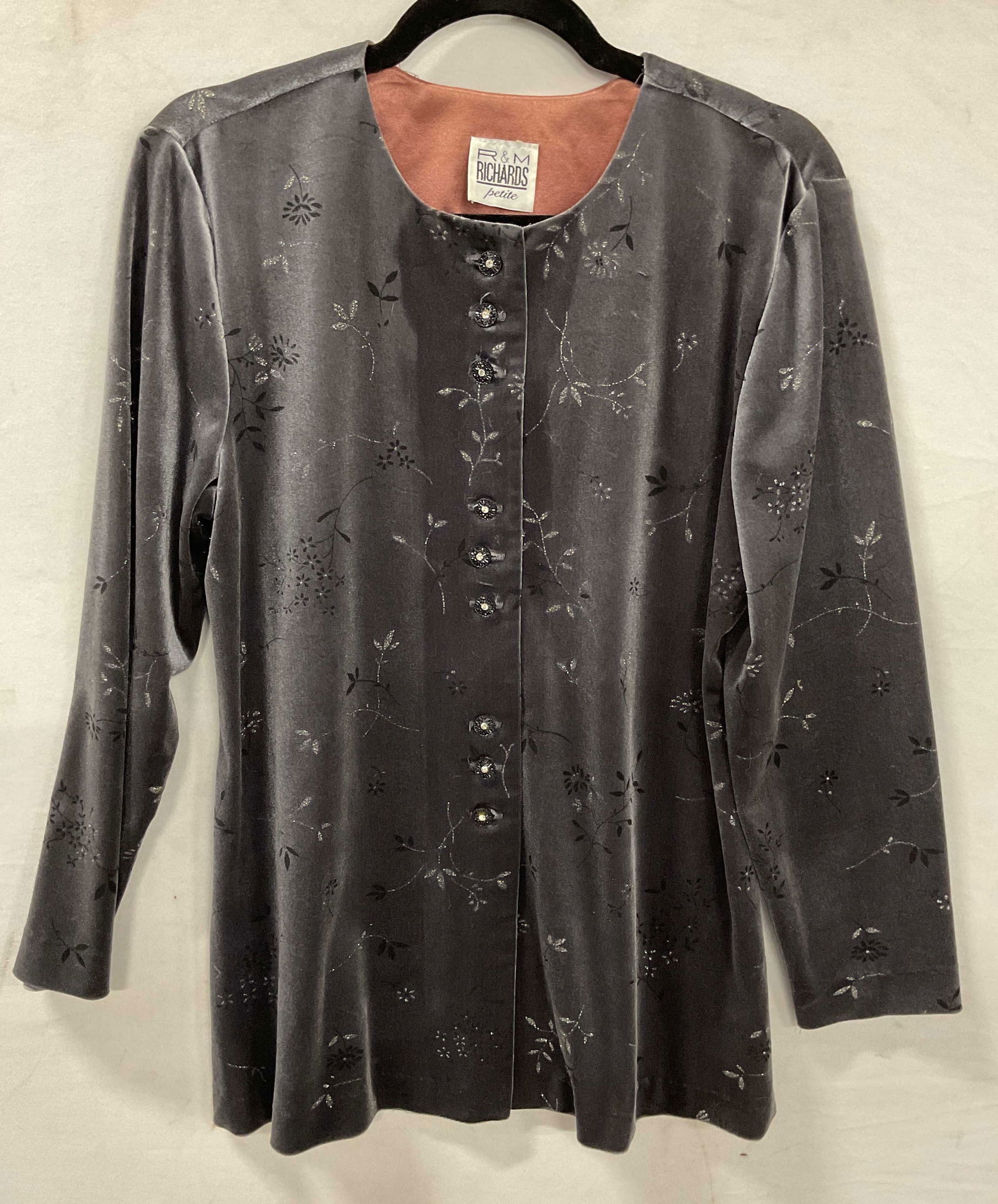 R&M Richards Gray Velvet Metallic Evening Jacket (1 of 6)