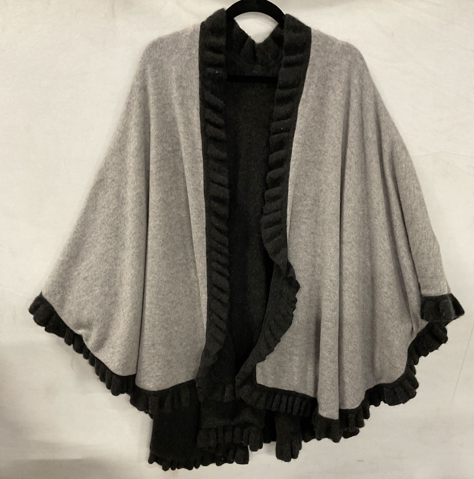 Light Gray Ruffle Knit Shawl Wrap (1 of 6)