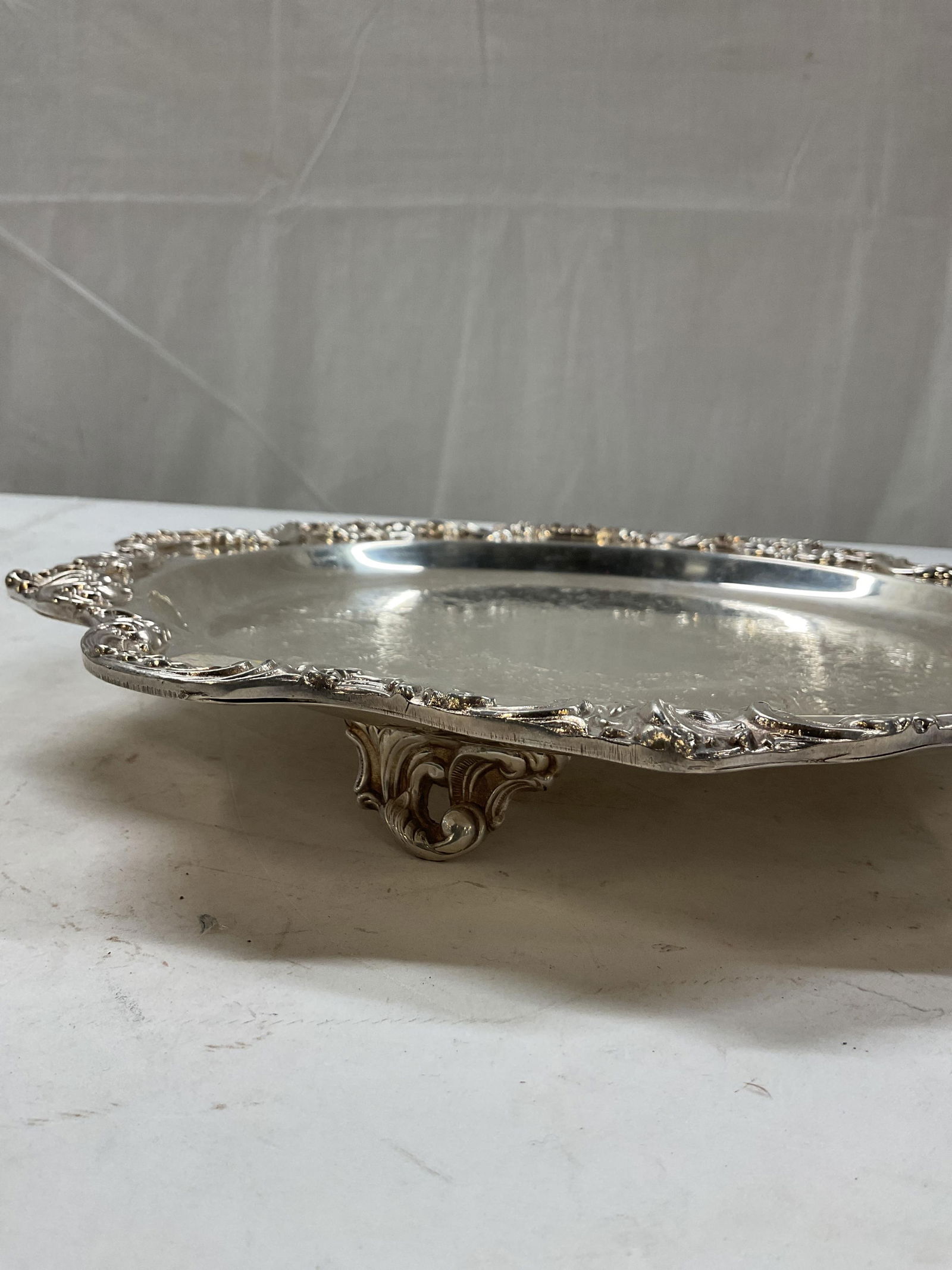 Coronet Silver On Copper Footed Serving Tray - 11