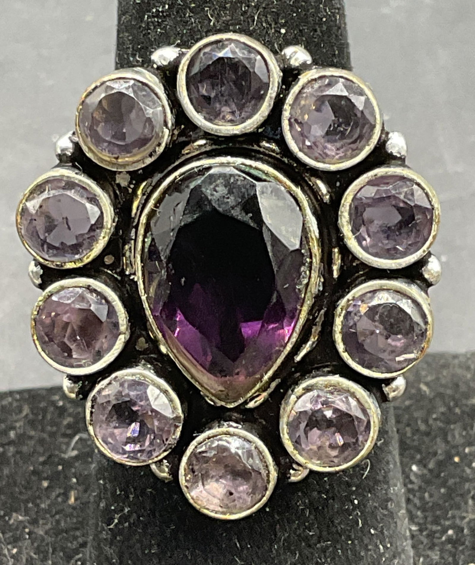Sterling Silver Purple Crystal Cocktail Ring (1 of 6)