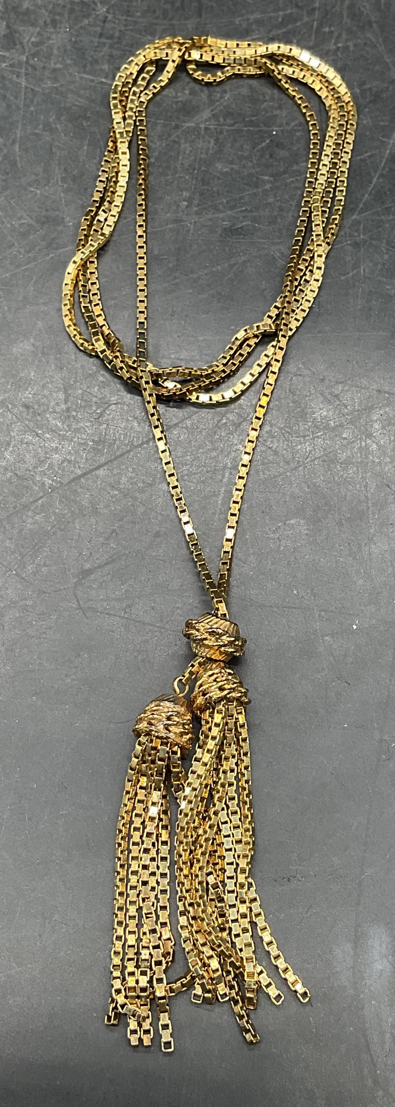 Gold Tone Tassel Pendant Necklace (1 of 6)