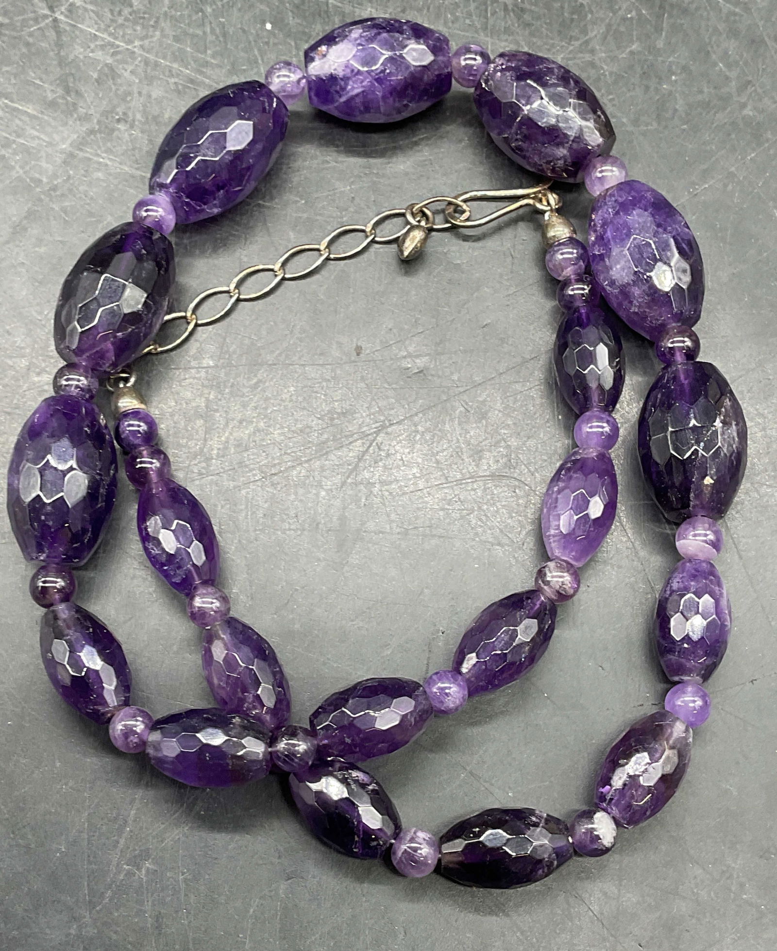 DA Sterling Silver Amethyst Beaded Necklace (1 of 7)