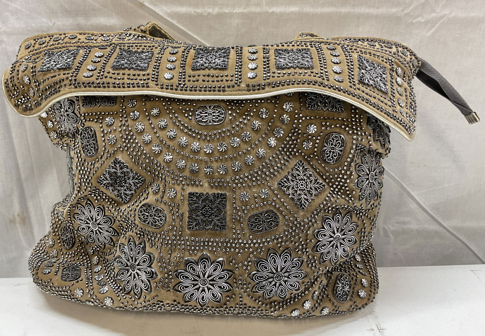 Vintage Beaded Brown Suede Shoulder Bag (1 of 10)