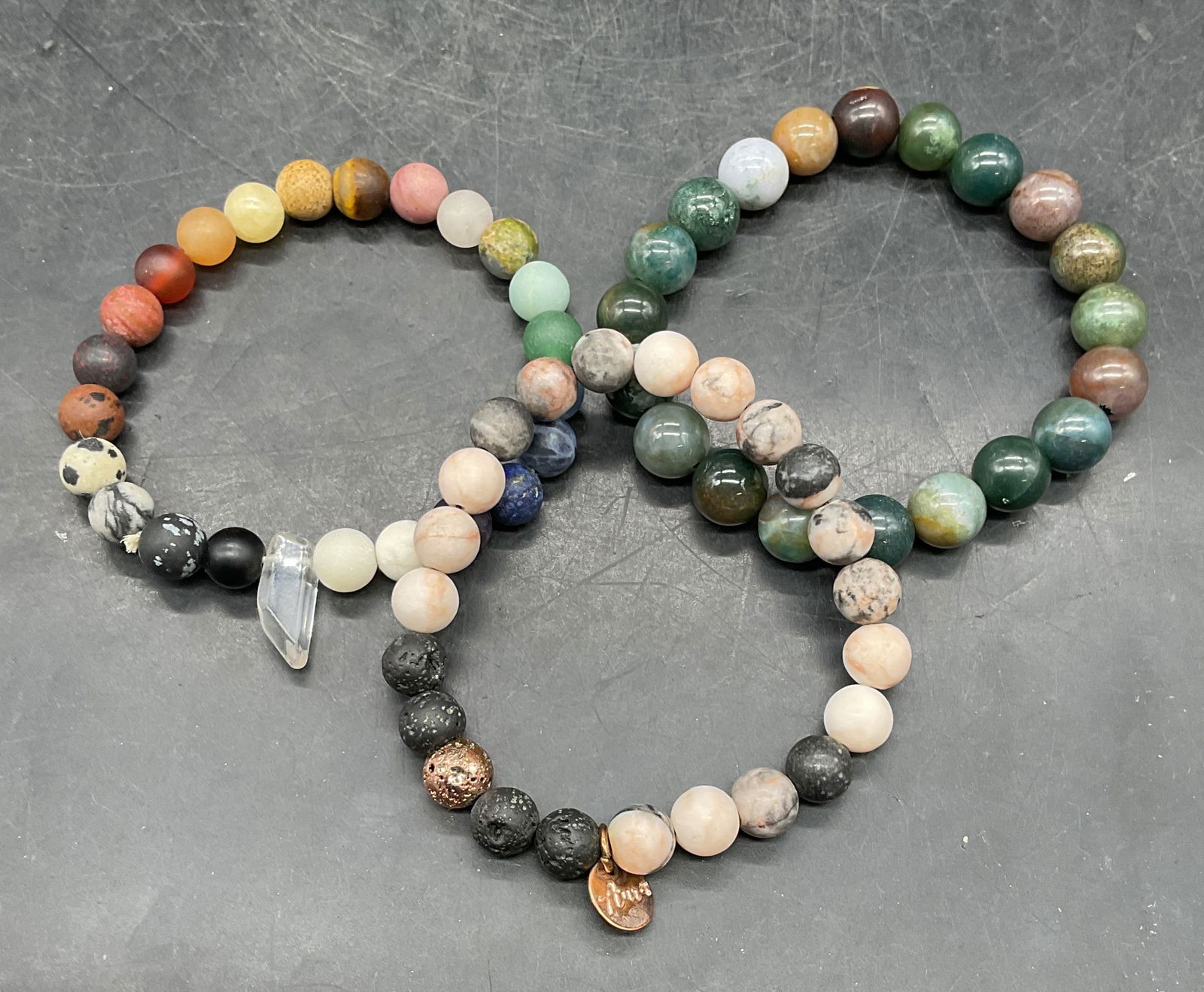 Lot 3 Aura Semiprecious Beaded Bracelet + (1 of 6)