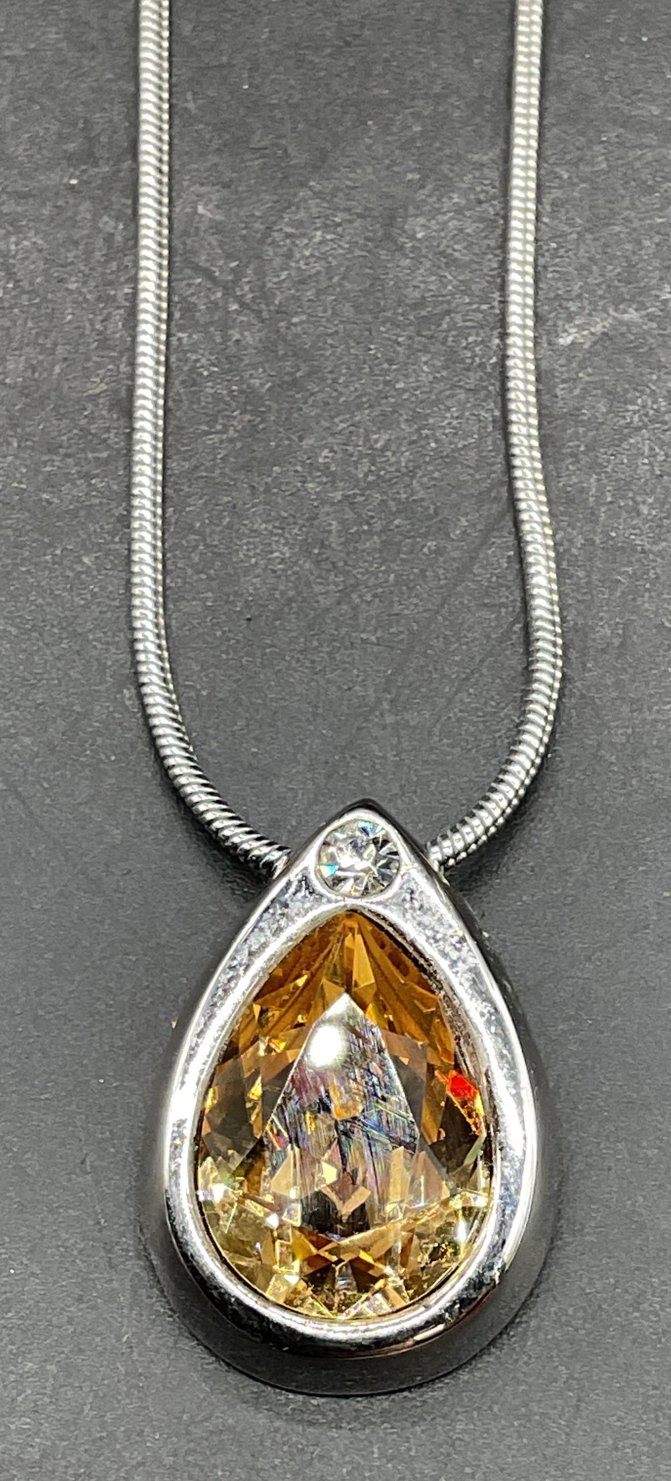 Signed Silver Tone Crystal Necklace (1 of 6)