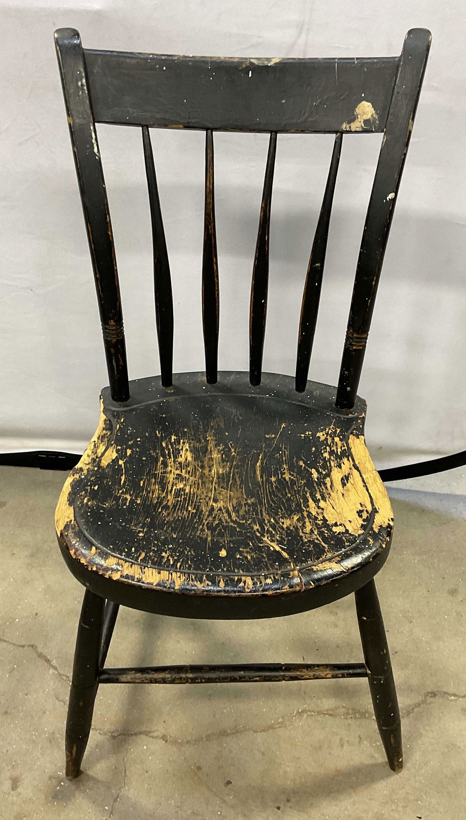 Vtg Windsor Style Black Wood Side Chair (1 of 6)