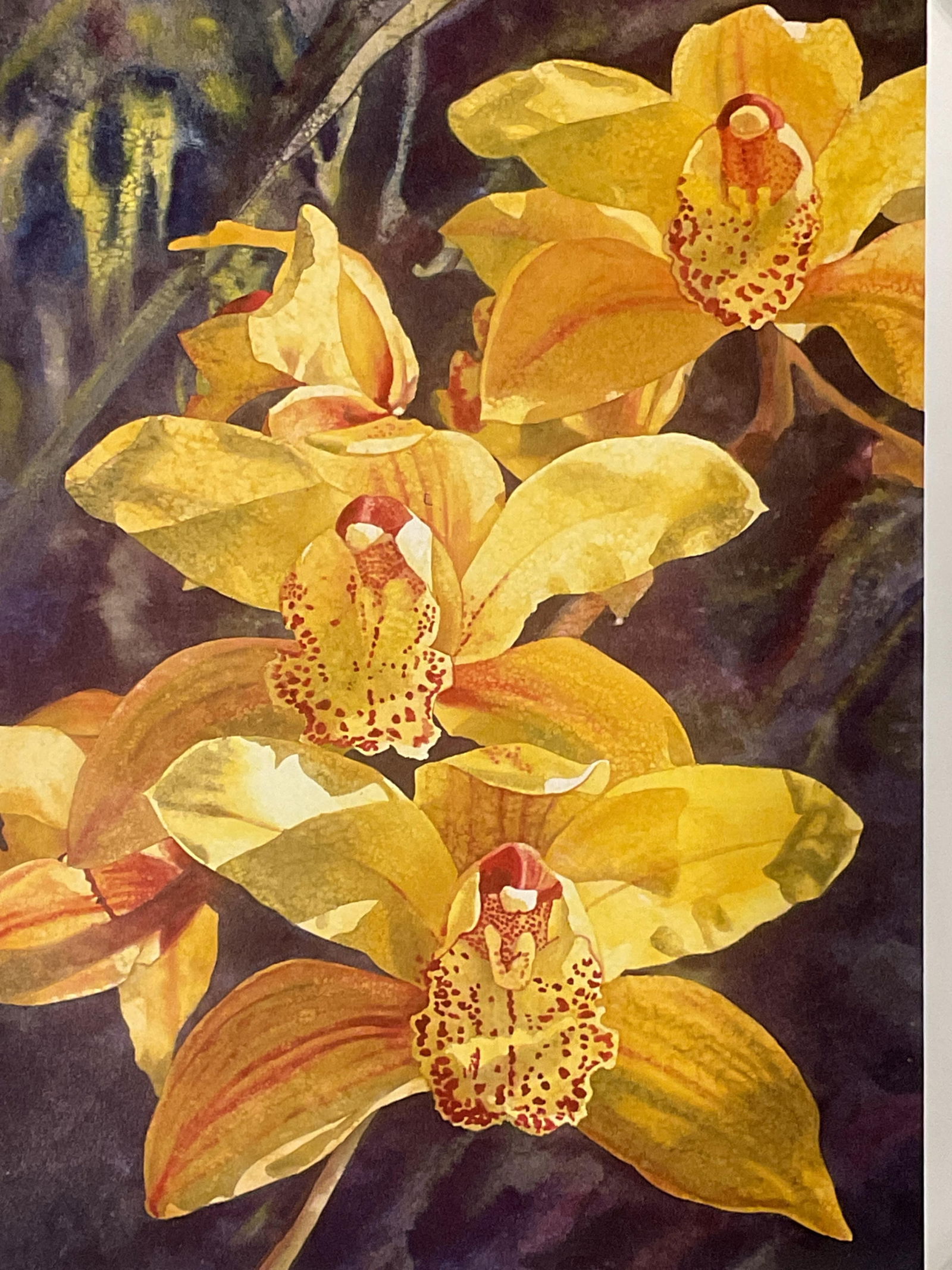 Signed Elyse Yellow Orchids Lithograph: Lithograph on paper. Signed and inscribed on the margin, Elyse, 2002. Yellow orchids. Measures approx 16 x 12 inches. Wear including marks. Property of opera singers estate from the renowned and
