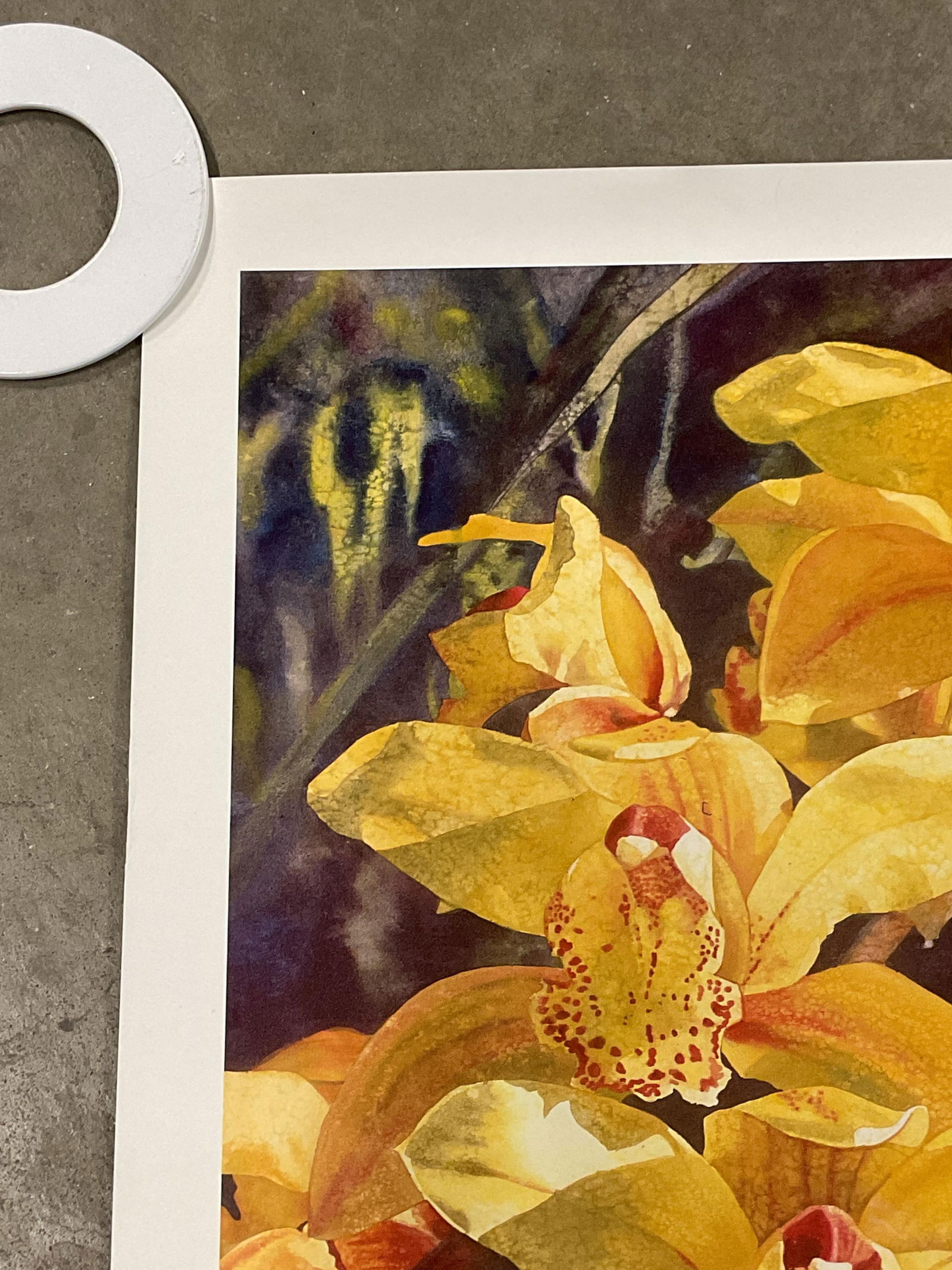 Signed Elyse Yellow Orchids Lithograph - 5