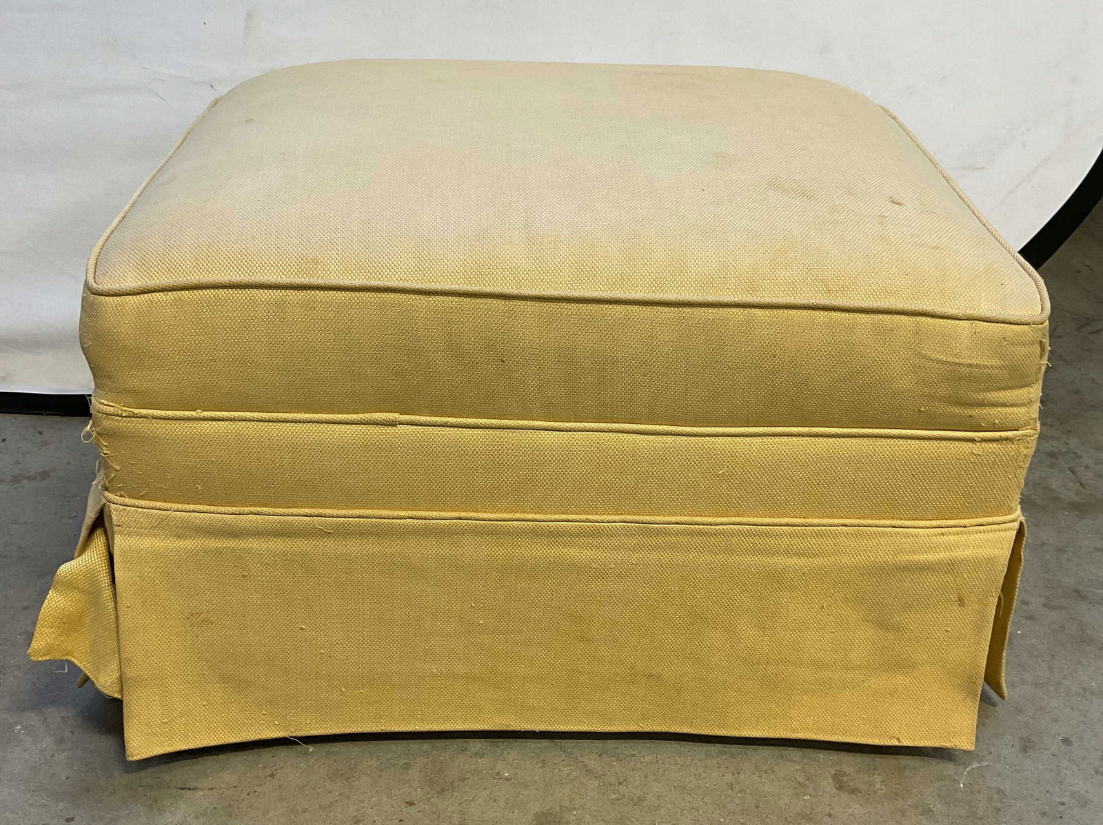 Yellow Upholstered Ottoman with Skirt (1 of 6)