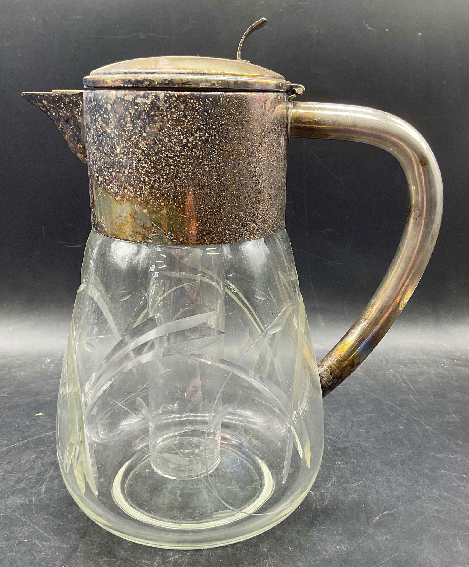 Vintage Cut Glass Silver Plated Pitcher (1 of 6)