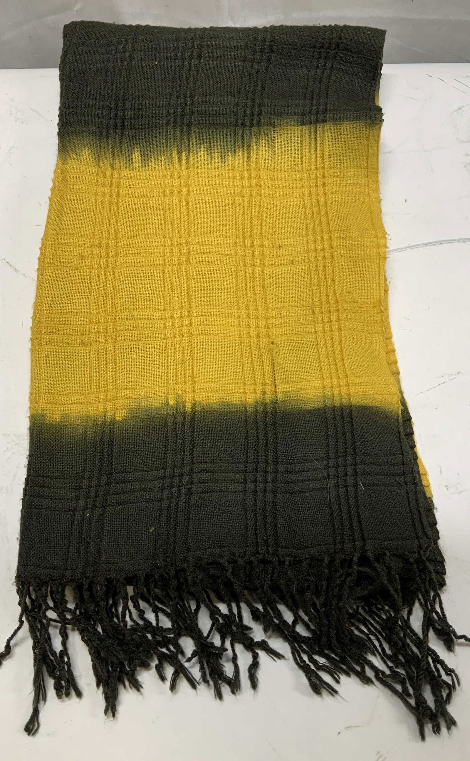 Vtg Zoe B. Black & Yellow Fringed Scarf (1 of 6)