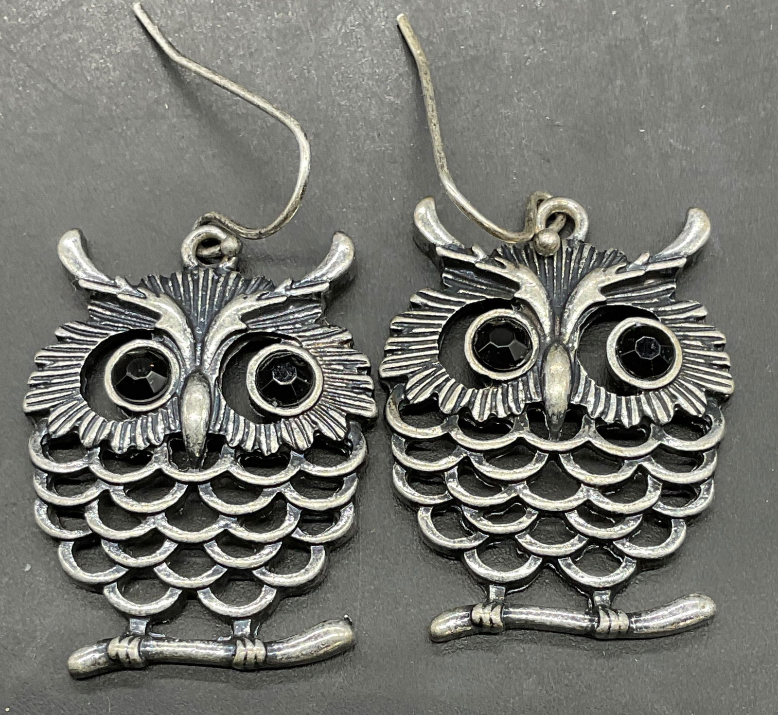 Silver Tone Crystal Owl Dangle Earrings (1 of 6)