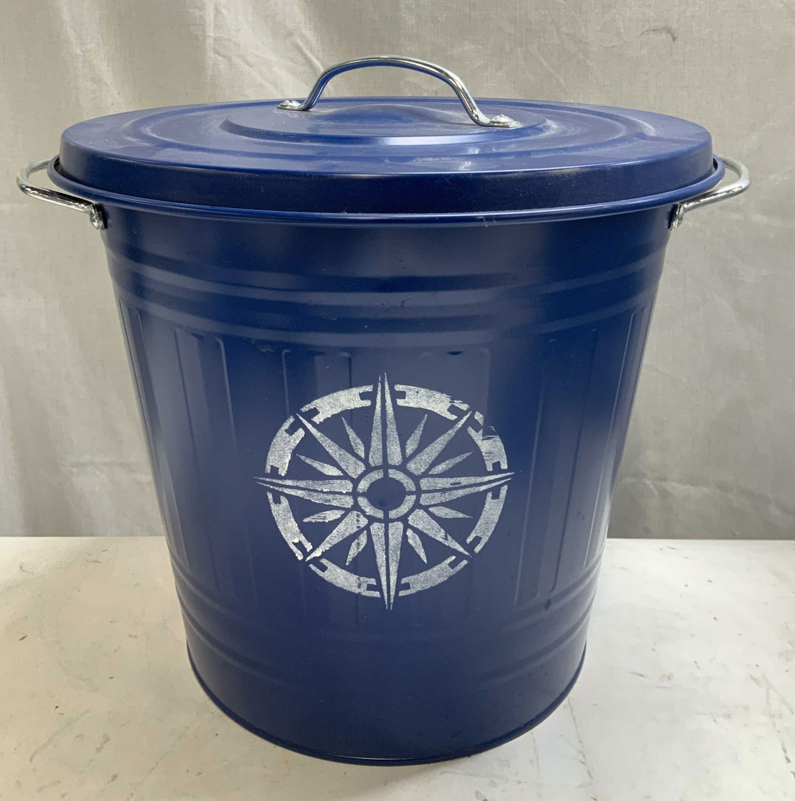 Blue Lidded Handled Vessel W Compass Motif (1 of 6)