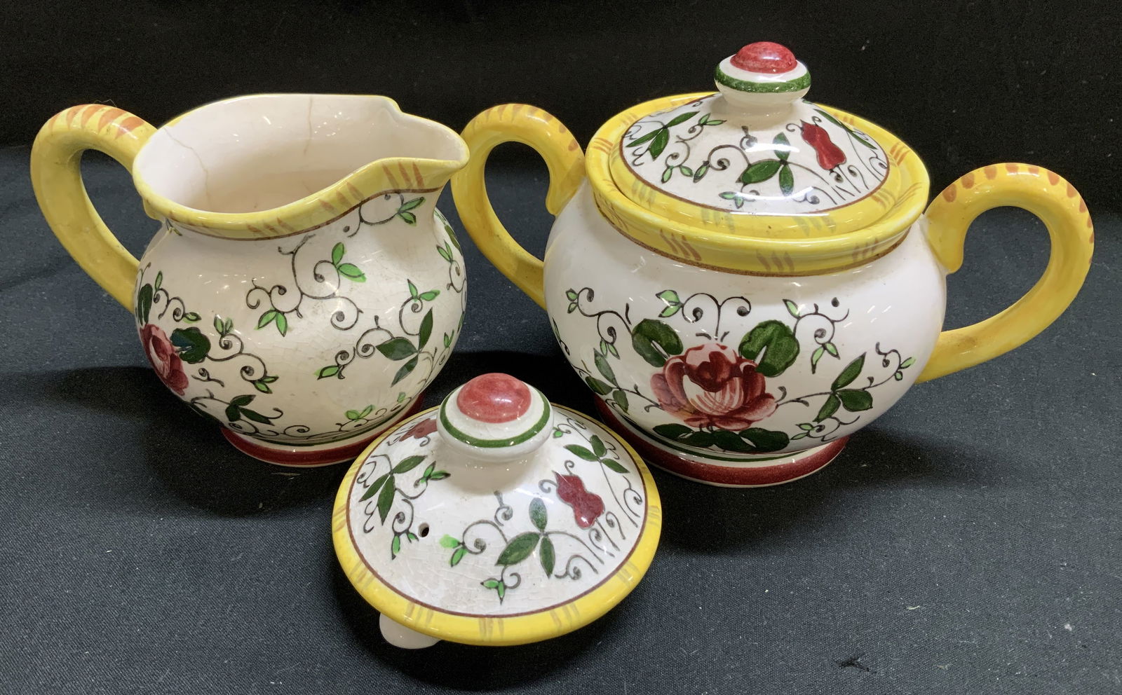 Lot 2 Early Provincial Creamer & Sugar Bwl JAPAN (1 of 7)