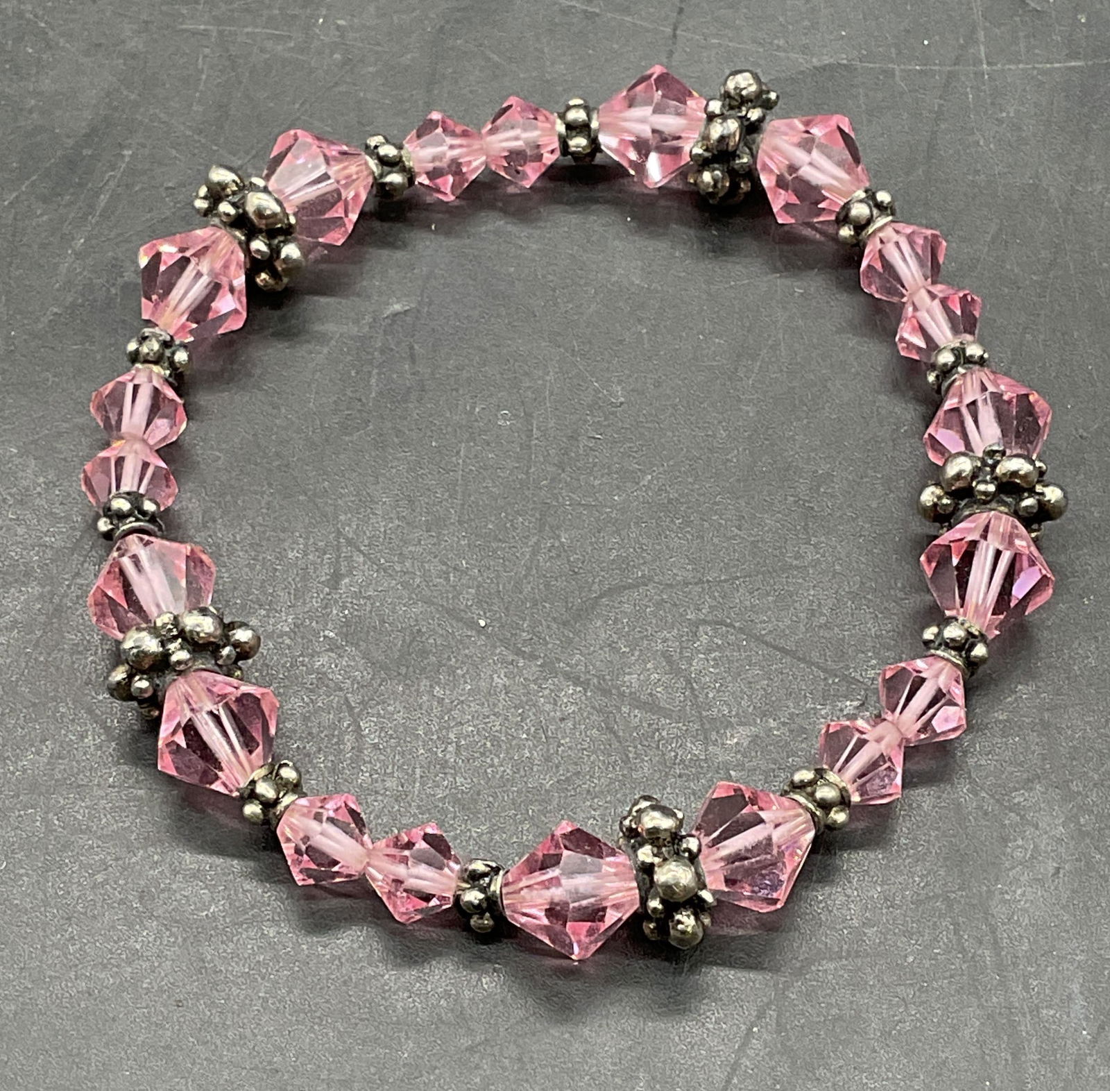 Vintage Silver Tone Pink Crystal Bracelet (1 of 6)