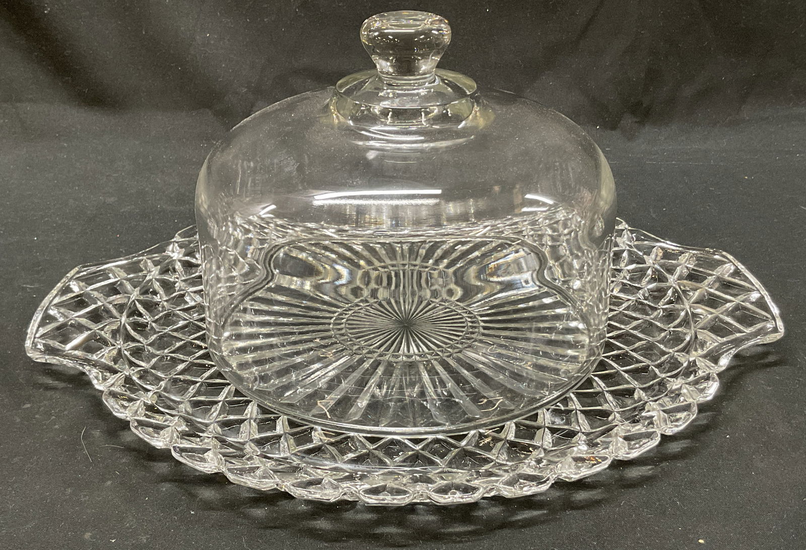 Lot 2 Vintage Glass Covered Handled Platter (1 of 10)