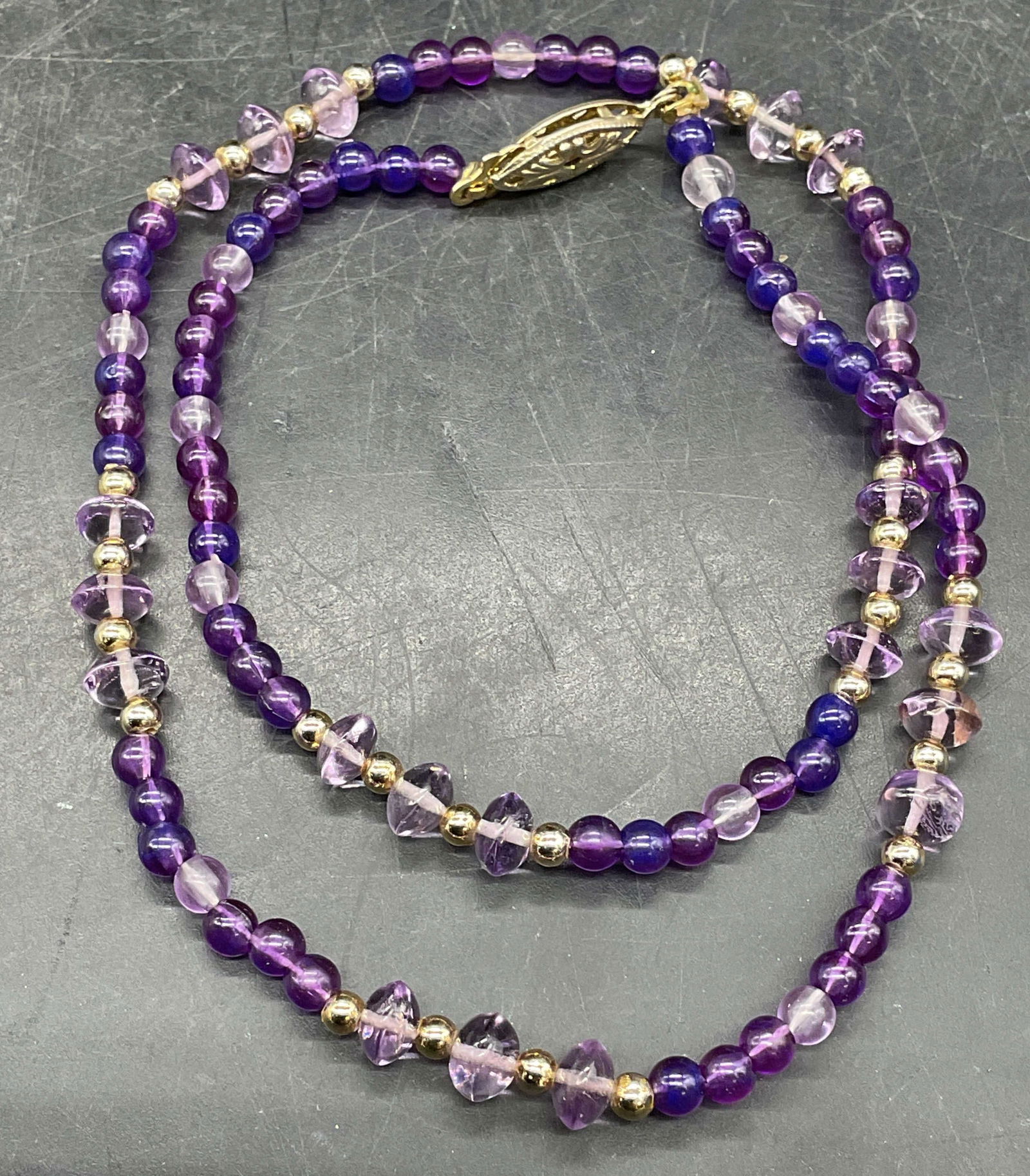 Vintage Amethyst & Lucite Beaded Necklace (1 of 6)