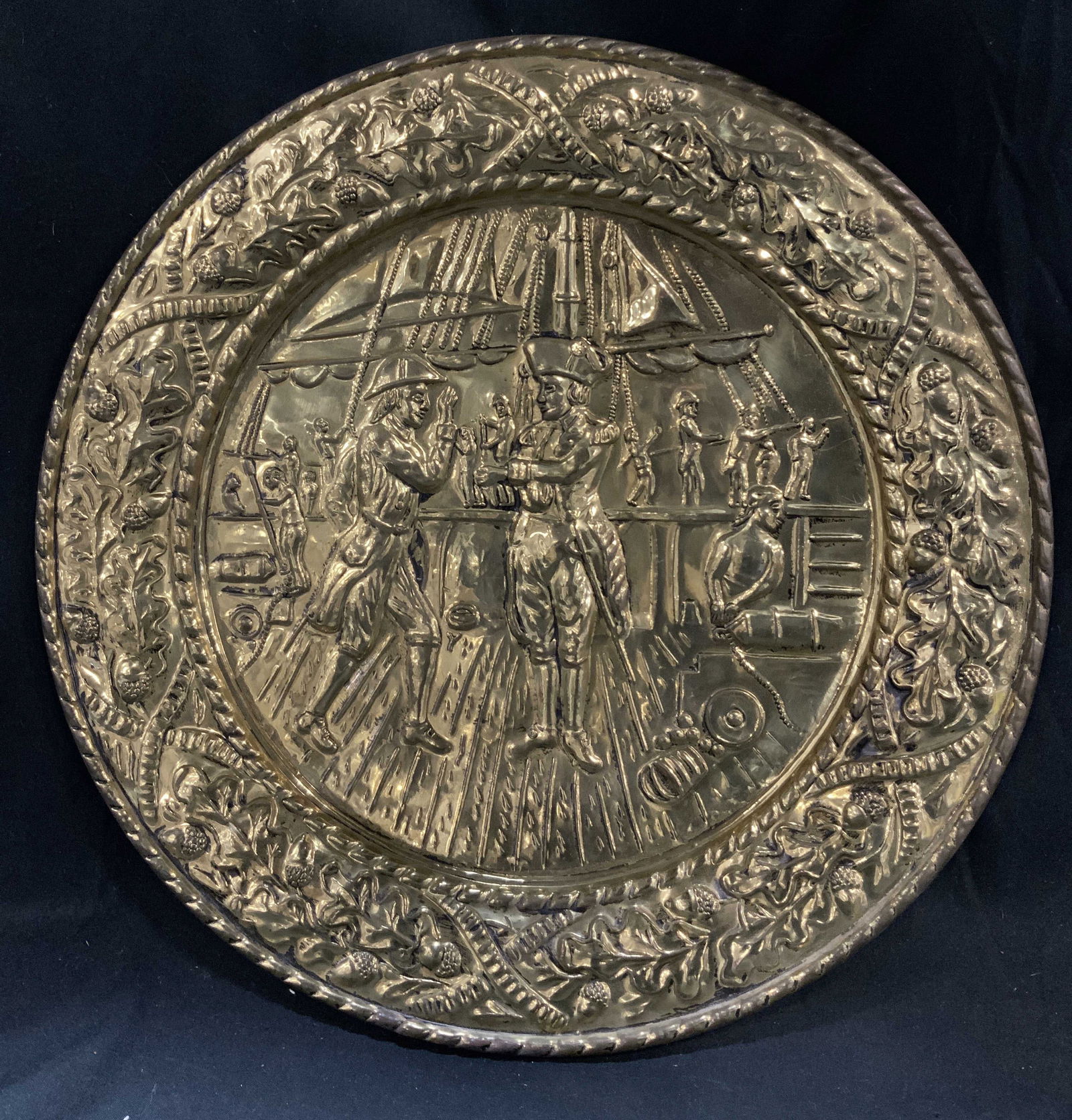 Vtg Brass Embossed Figural Decorative Plate (1 of 6)