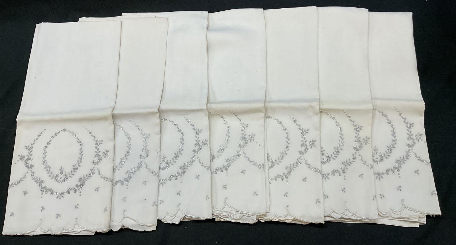 Set 7 Vintage White Embroidered Linen Pillow Case (1 of 9)