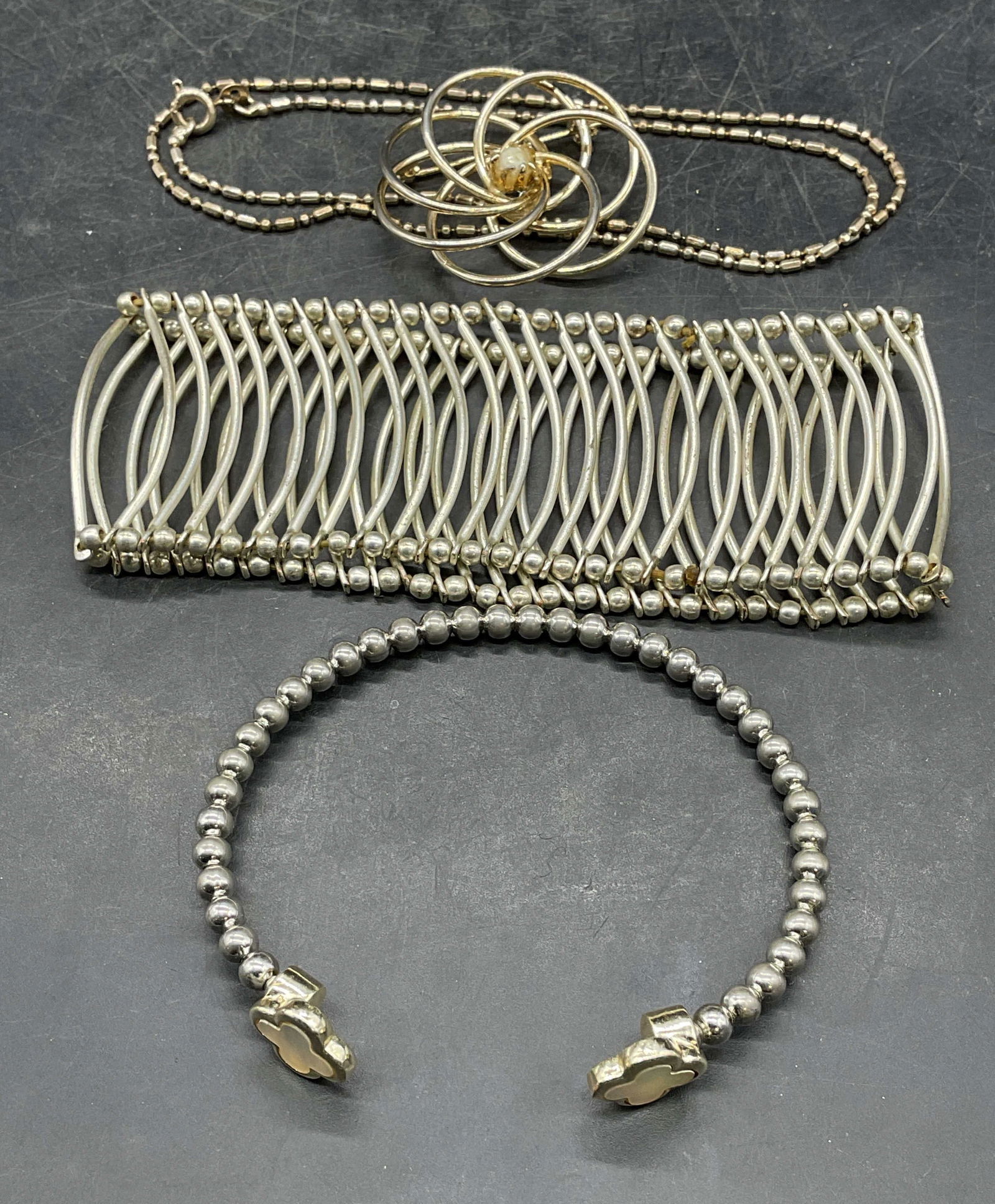 Lot 4 Silver Tn Alhambra Cuff Bracelet + (1 of 7)