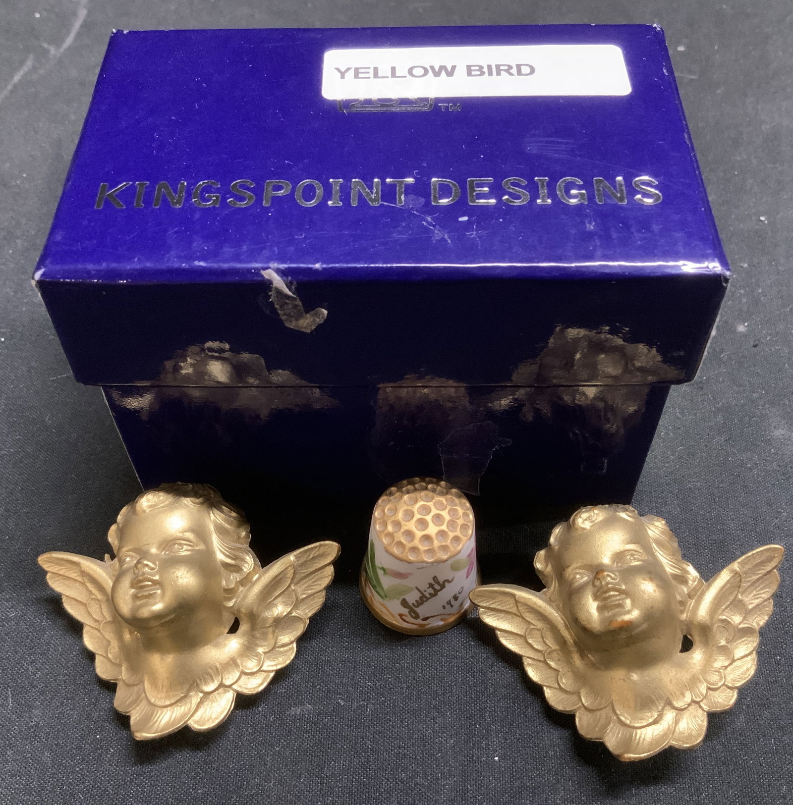 Lot 3 Gilt Cherubs & Judith 1980 Porc Thimble W Bx (1 of 6)