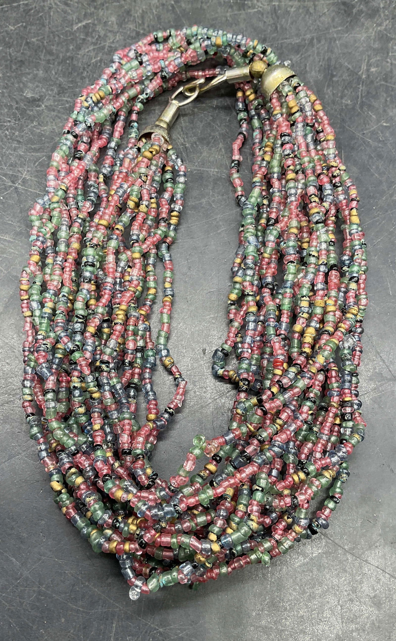 Vintage Pink Green Blue Seed Bead Necklace (1 of 6)