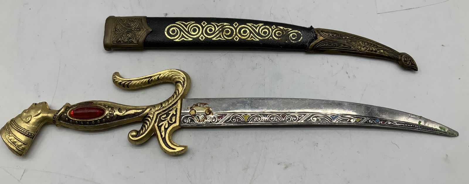 Vtg Middle Eastern Style Dagger W Sheath (1 of 6)