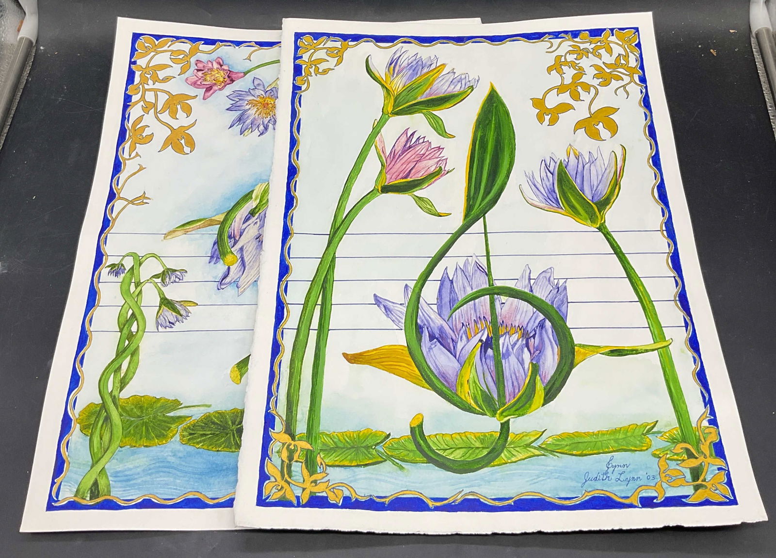 2 Judith Lynn Flowers Music Watercolor Paintings (1 of 7)