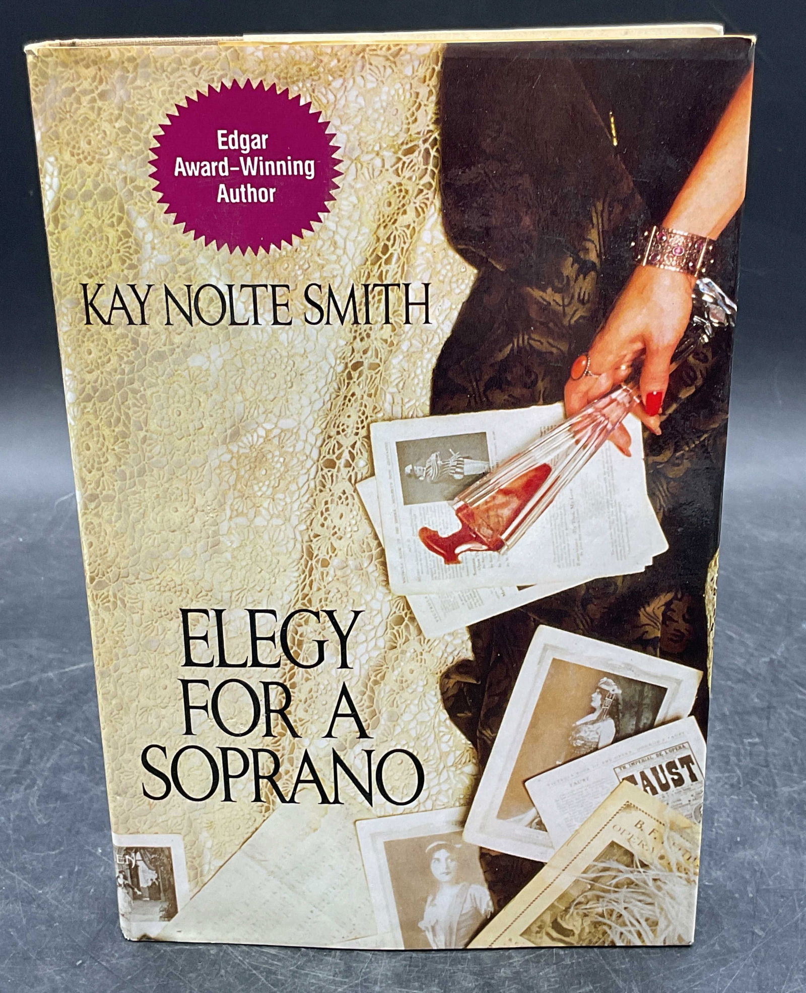 1985 Kay Nolte Smith Elegy for a Soprano 1st Edt: Hardcover first edition copy of Elegy For a Soprano by Kay Nolte Smith. Villard, 1985. Measures approx. 8.5 x 5.75 inches. wear to cover, pages, and binding consistent with exposure. Book,