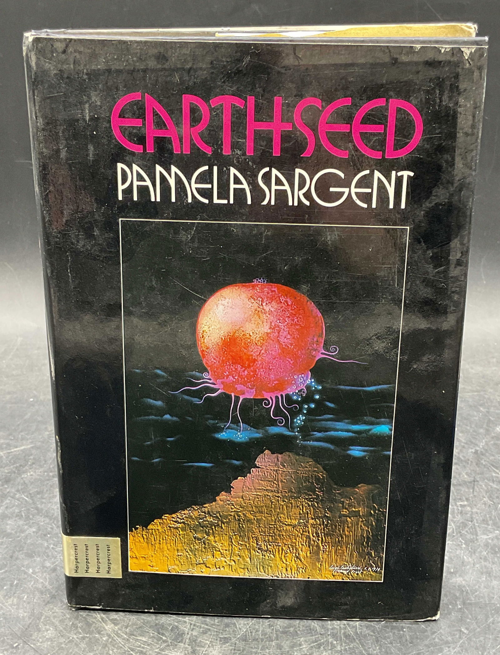 1983 Pamela Sargent Earthseed 1st Edition: Hardcover first edition copy of Earthseed by Pamela Sargent. Harper and Row, 1983. Measures approx. 8.5 x 5.75 inches. wear to cover, pages, and binding consistent with exposure. Book, collectible