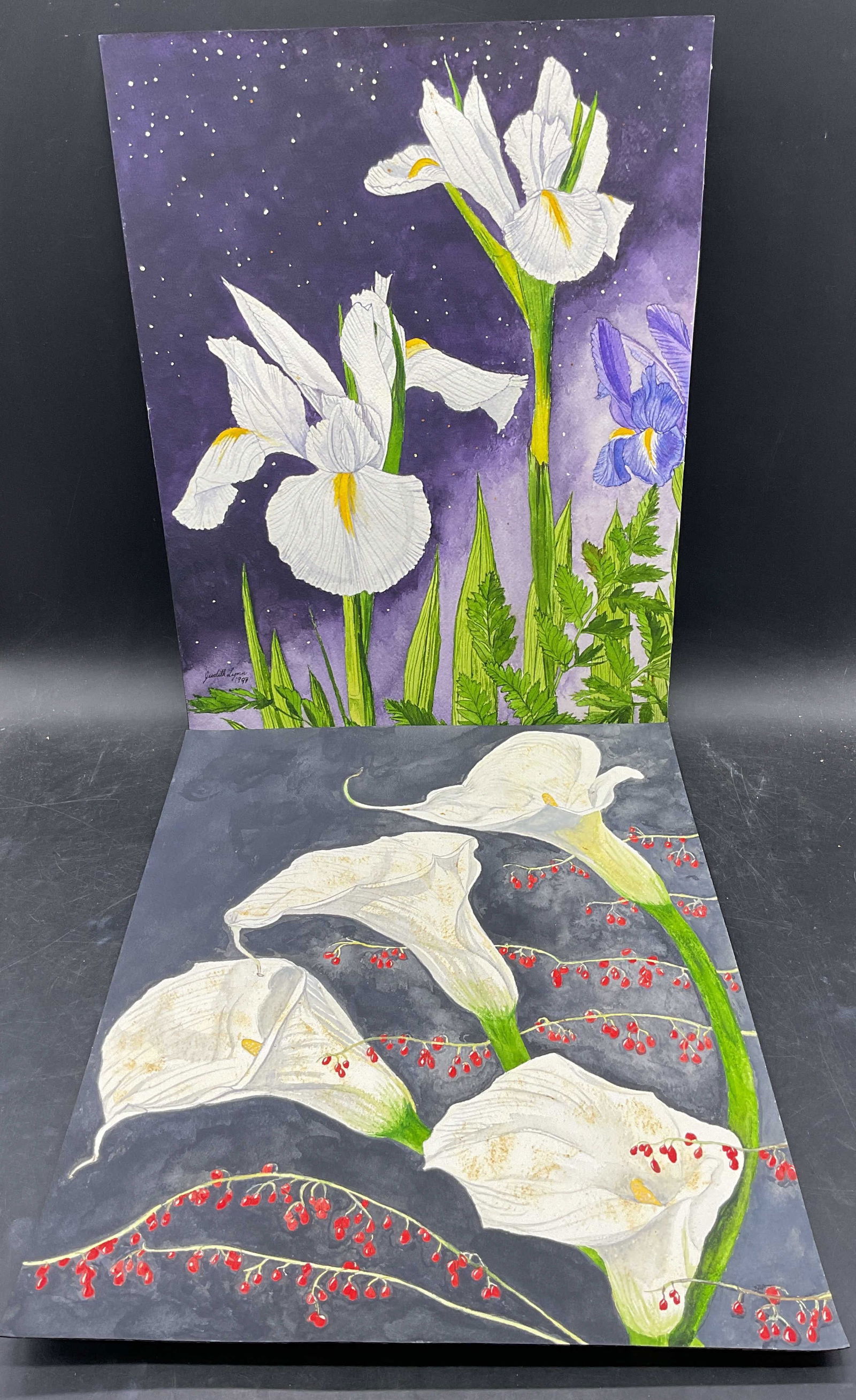 Lot 2 Judith Lynn Flower Watercolor Paintings (1 of 6)