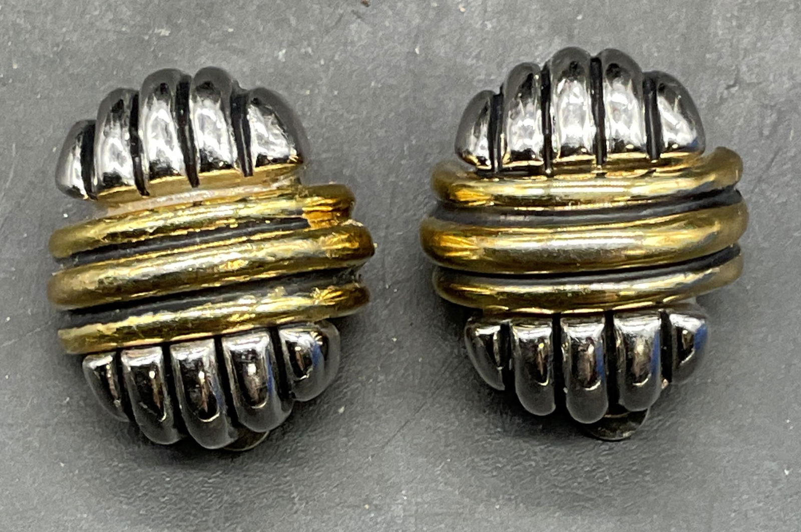 Silver & Gold tone Cable Stud Earrings (1 of 6)