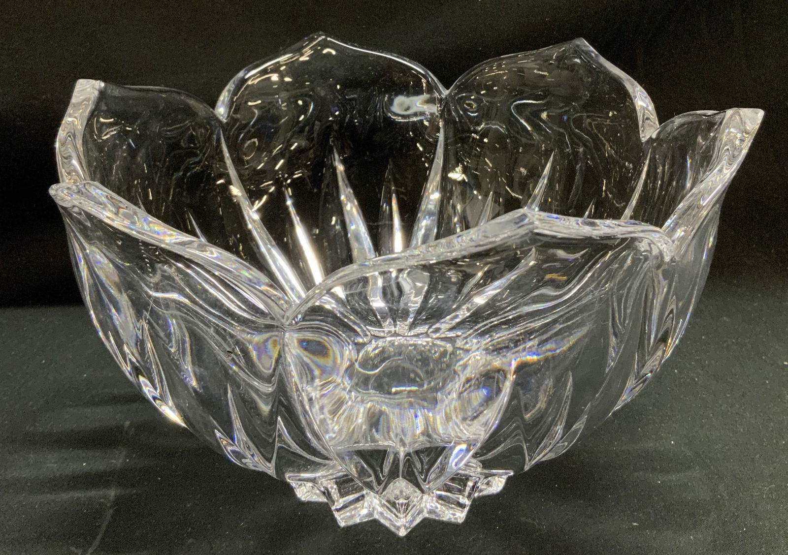 Vtg Crystal Lotus Flower Footed Bowl (1 of 6)