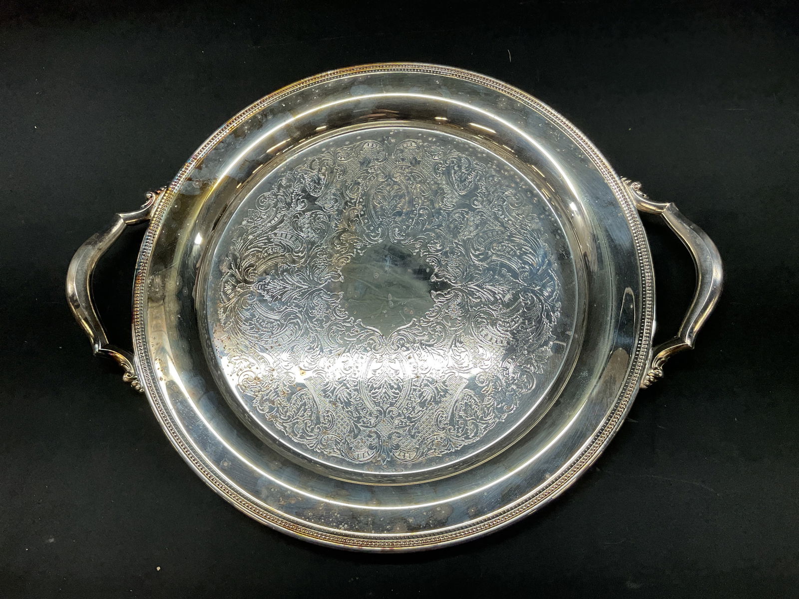 Oneida Silver Plated Handled Serving Tray USA - 2